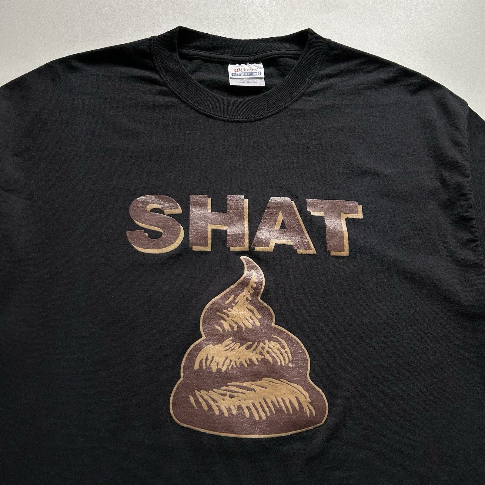Hanes × Vintage Vintage Shat Funny Shirt Large Black Hanes Novelty Poop Poo Size US L / EU 52-54 / 3 - 2 Thumbnail