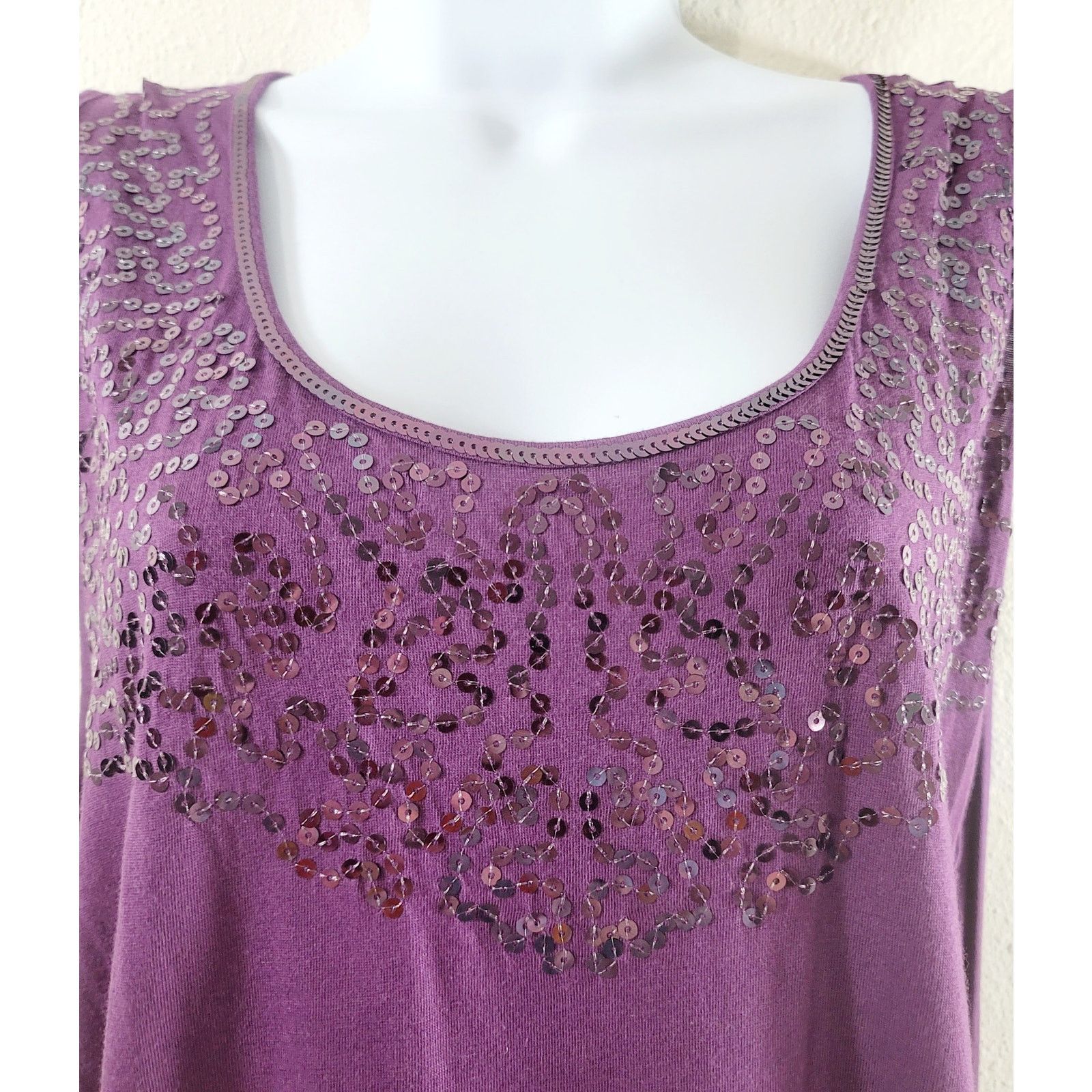 Other Woman Within Purple Sequin Sleeveless Top 1X Plus NWOT Size XXL / US 16-18 / IT 52-54 - 2 Thumbnail
