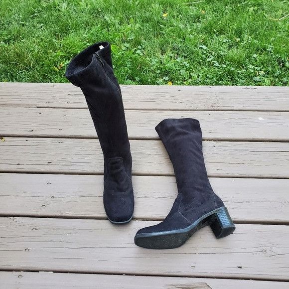 Vintage Vintage 90s y2k Bratz Black Faux Suede Vegan Square Toe Boot Size US 7.5 / IT 37.5 - 1 Thumbnail