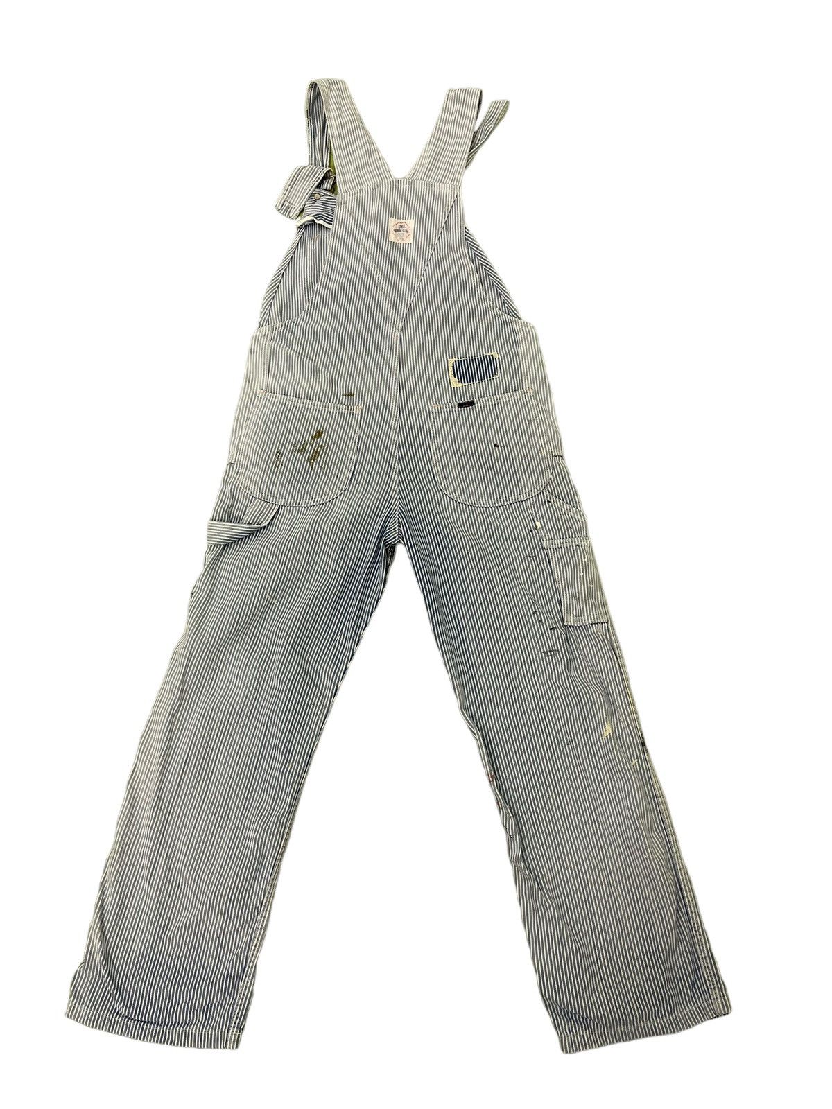 Edwin Hickory Overalls Vtg 90s Edwin Japan Paint Splashed 7🟦3 Size US 35 - 11 Thumbnail