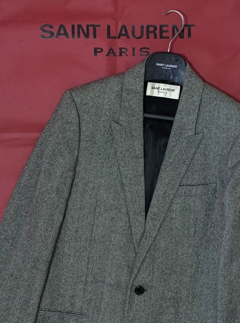 Yves Saint Laurent Saint Laruent 17 FW grey herringbone sword collar coat 2502 Size US M / EU 48-50 / 2 - 6 Thumbnail