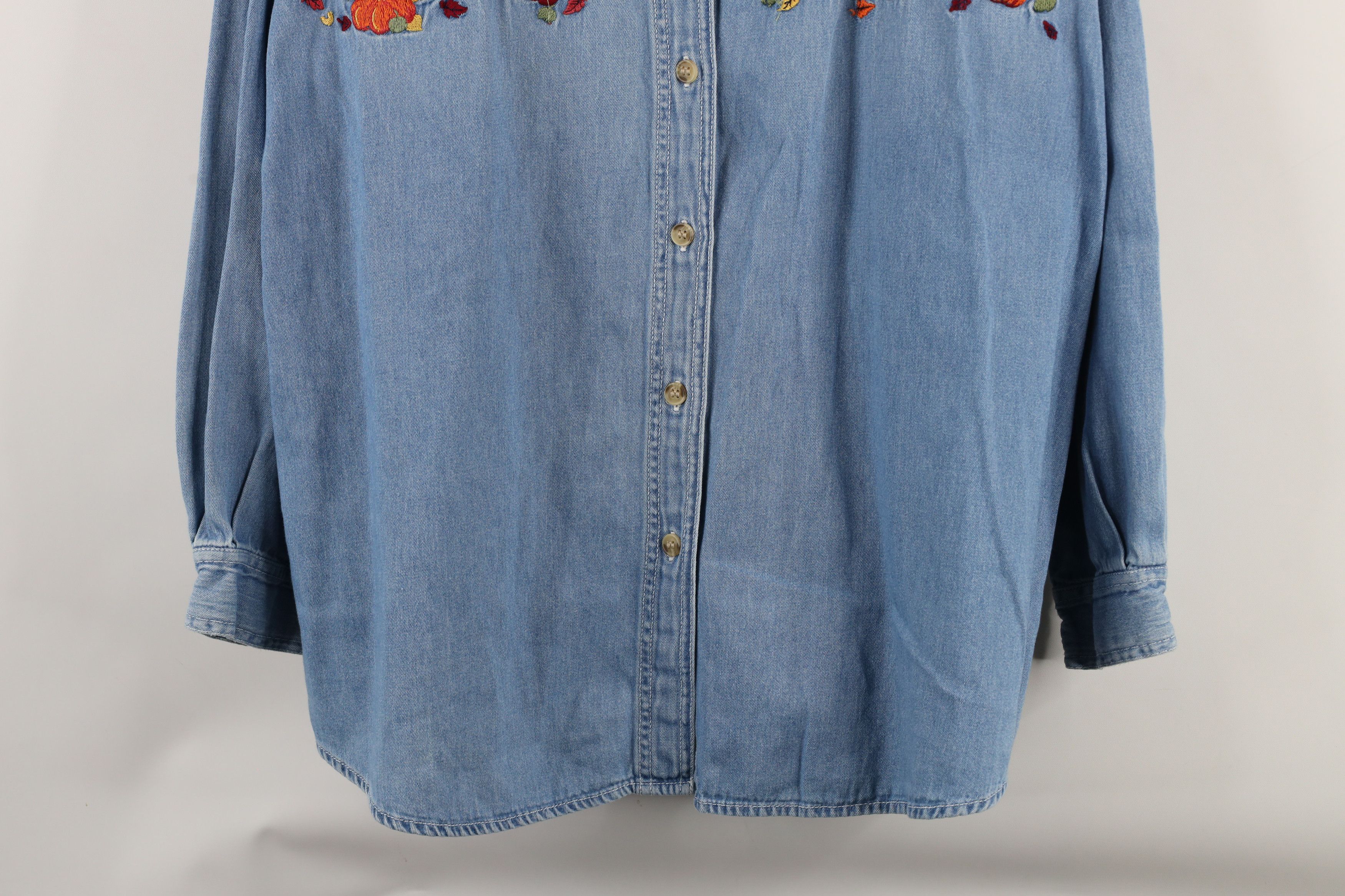 Vintage Vintage 90s Streetwear Garden Pumpkin Denim Button Shirt Size XXL / US 16-18 / IT 52-54 - 3 Thumbnail