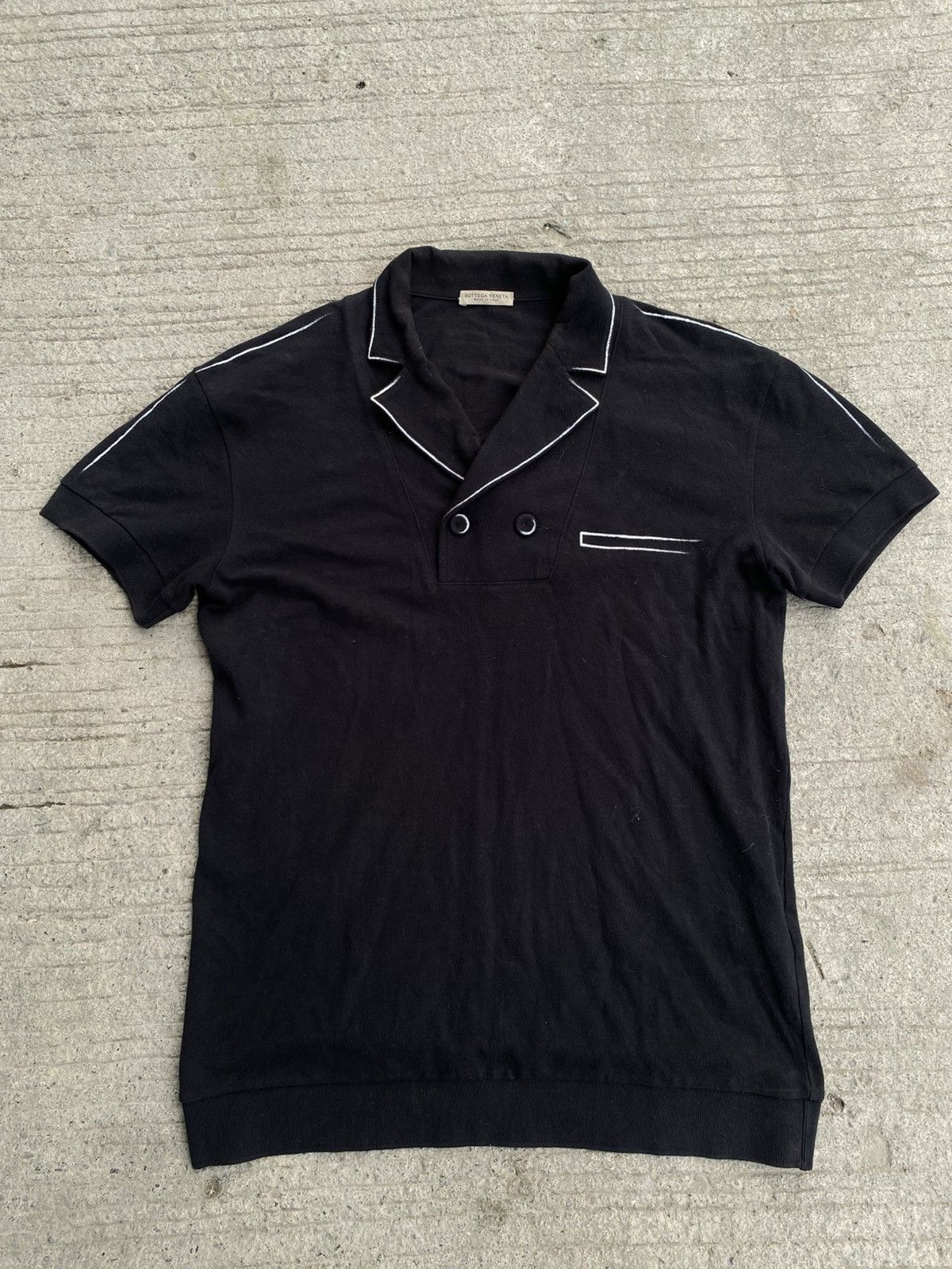 Bottega veneta polo white contrast piping Cuban collar ss14