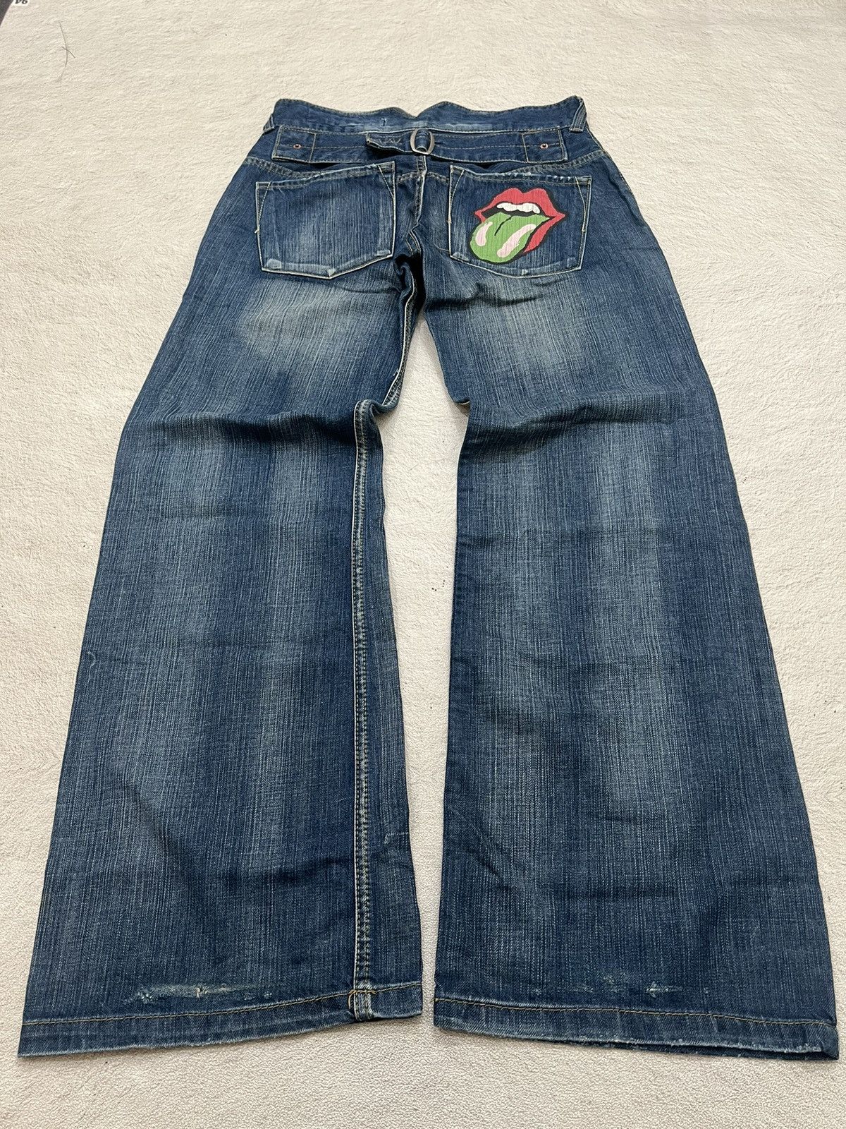 Number (N)ine 2000s Japanese Hysteric Buckle Back Wash Jeans Wide y2k Lgb Size US 29 - 1 Thumbnail