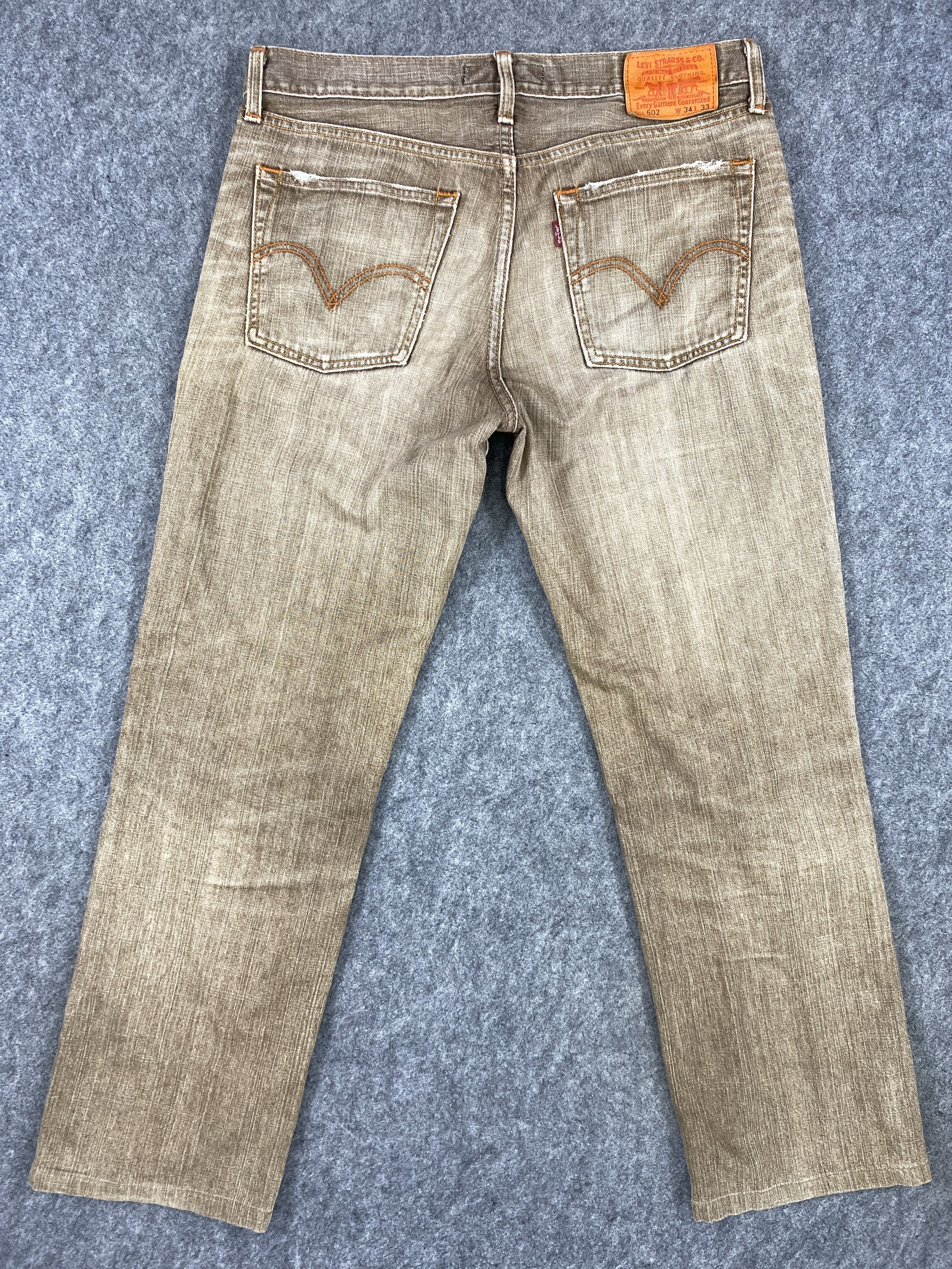 Levi's Distressed Brown Levi's 502 Jeans 35x29.5 Denim -SJ062 Size US 33 - 2 Thumbnail