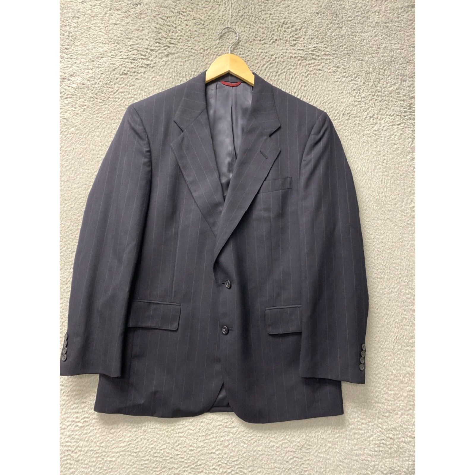Jos. A. Bank VINTAGE Jos. A. Bank Men's Suit 42R Wool Navy Stripes 2-Piece Tailored Business Blazer Pants Size 42R - 2 Thumbnail