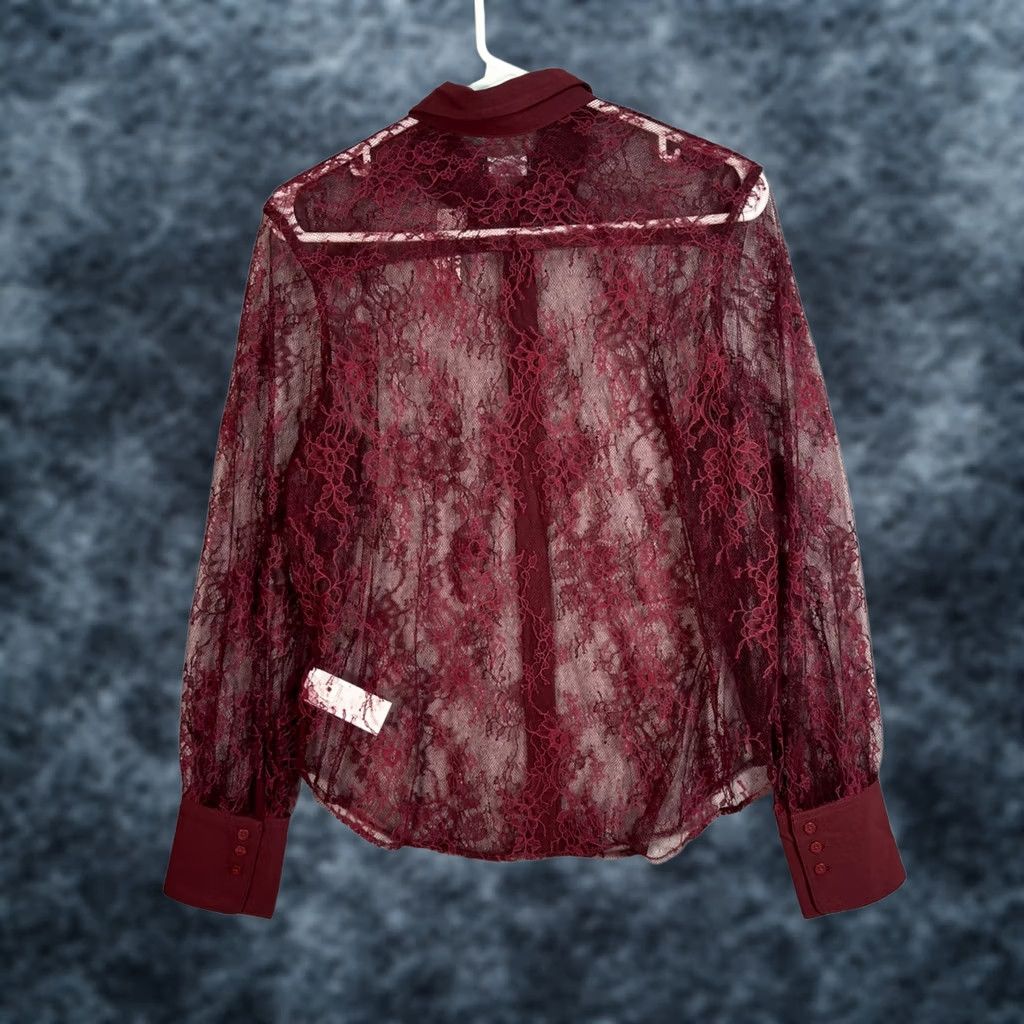 Gap Gap Blouse XS Sheer Burgundy Lace Button-Up Womens Shirt Classic NYLON POLYESTER Lace Sheer Casual 8/10 Size XS Regular Red Womens Size XS / US 0-2 / IT 36-38 - 1 Thumbnail