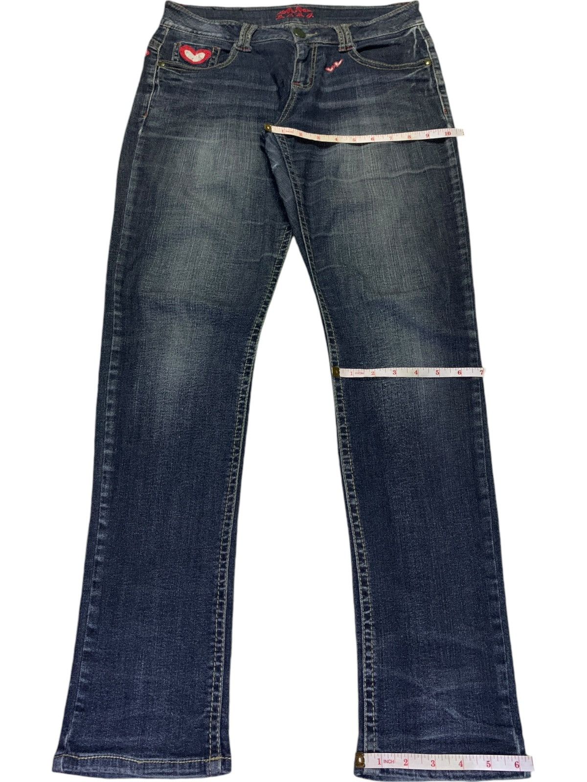 Japanese Brand Vintage Japanese Brand Faded Wash Embellished Jeans Size 31" - 16 Thumbnail
