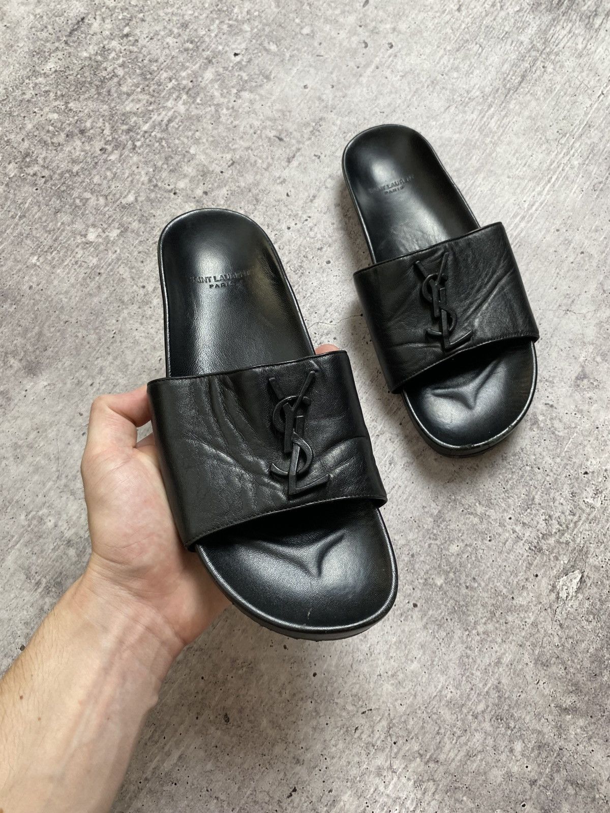 Saint Laurent Paris Saint Laurent Paris Leather Sandals Size US 7.5 / IT 37.5 - 2 Thumbnail