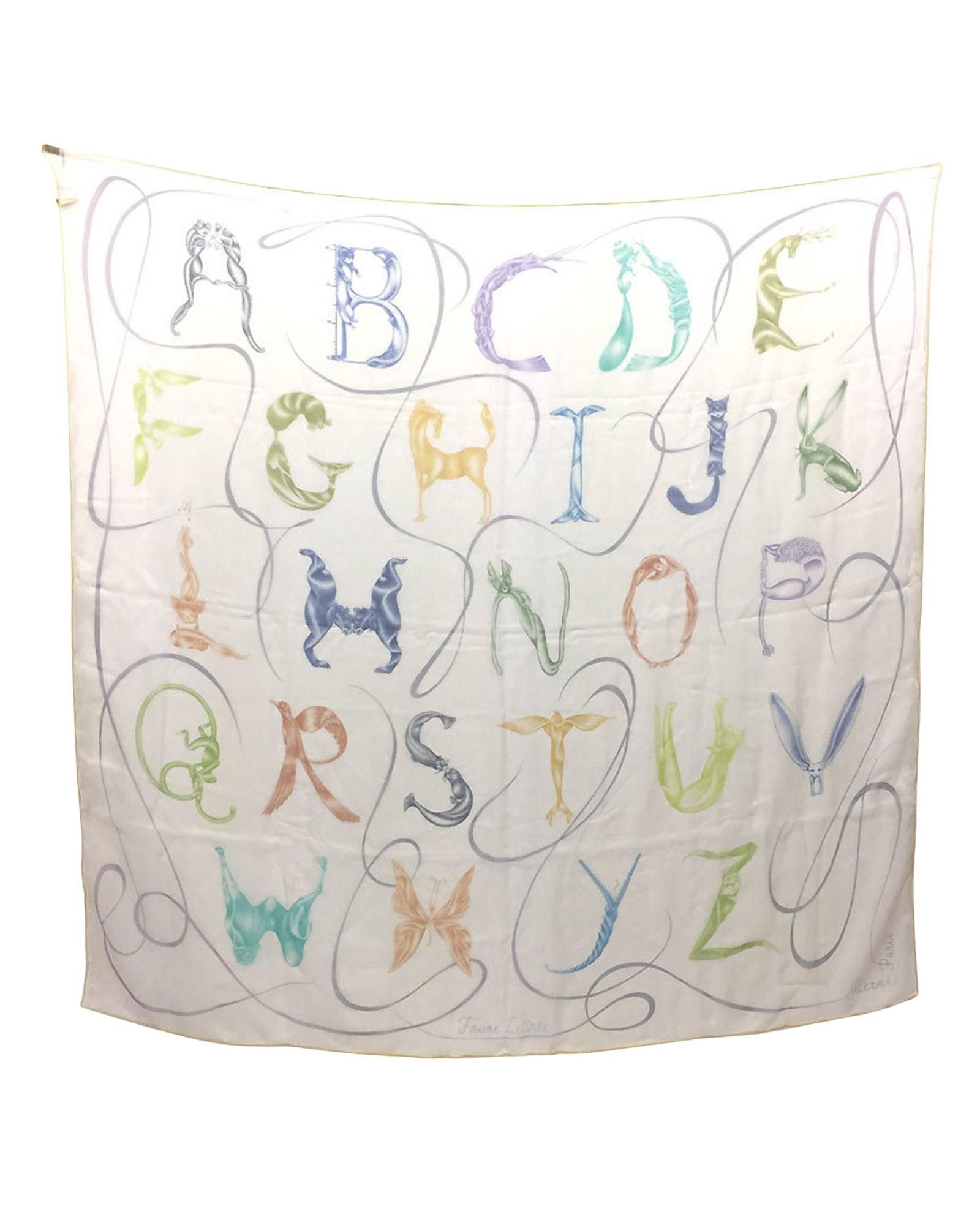 image of Hermes Silk Designer Scarf in White, Women's