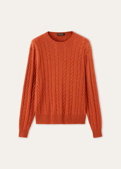 Loro Piana os11x0226 FAQ4517 Cedar Crewneck Sweater in Carrot Cream Size US XL / EU 56 / 4 - 1 Thumbnail