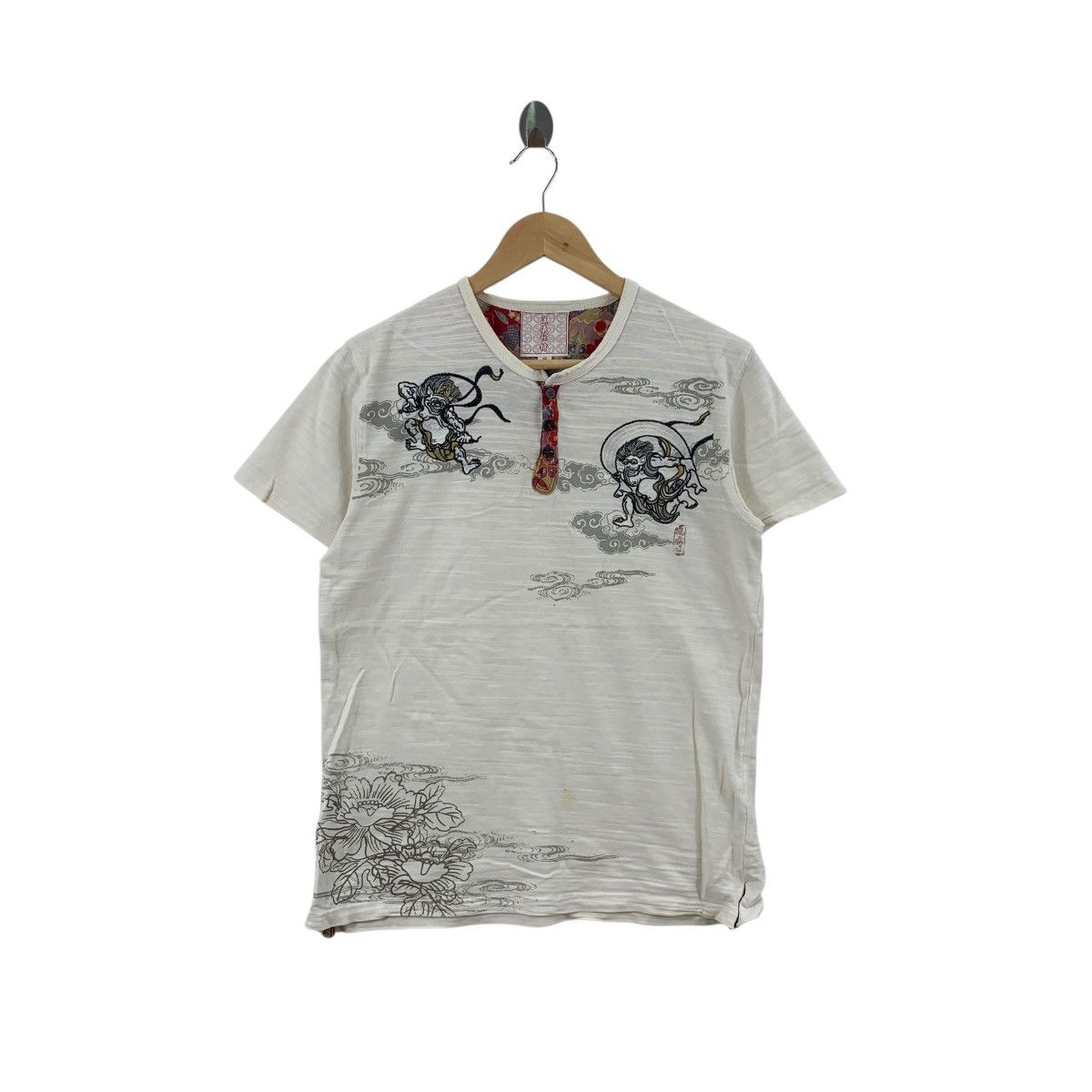Vintage Vintage KAMAKURI FUJIN RAIJIN Japan Tradition Dragon Tee Size S / US 4 / IT 40 - 1 Thumbnail
