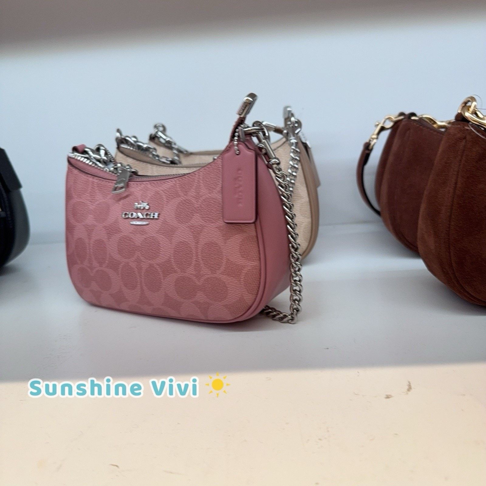 Coach NWT Coach Teri Mini Crossbody Bag Canvas CW323 Dusty Pink Size ONE SIZE - 3 Thumbnail