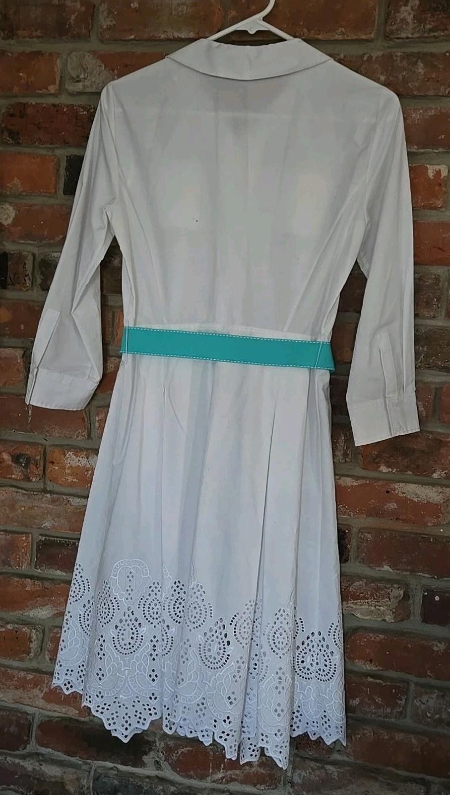 Elie Tahari Tahari Womens Shirt Dress Sz S Small 3/4 Sleeves White Size S / US 4 / IT 40 - 5 Thumbnail