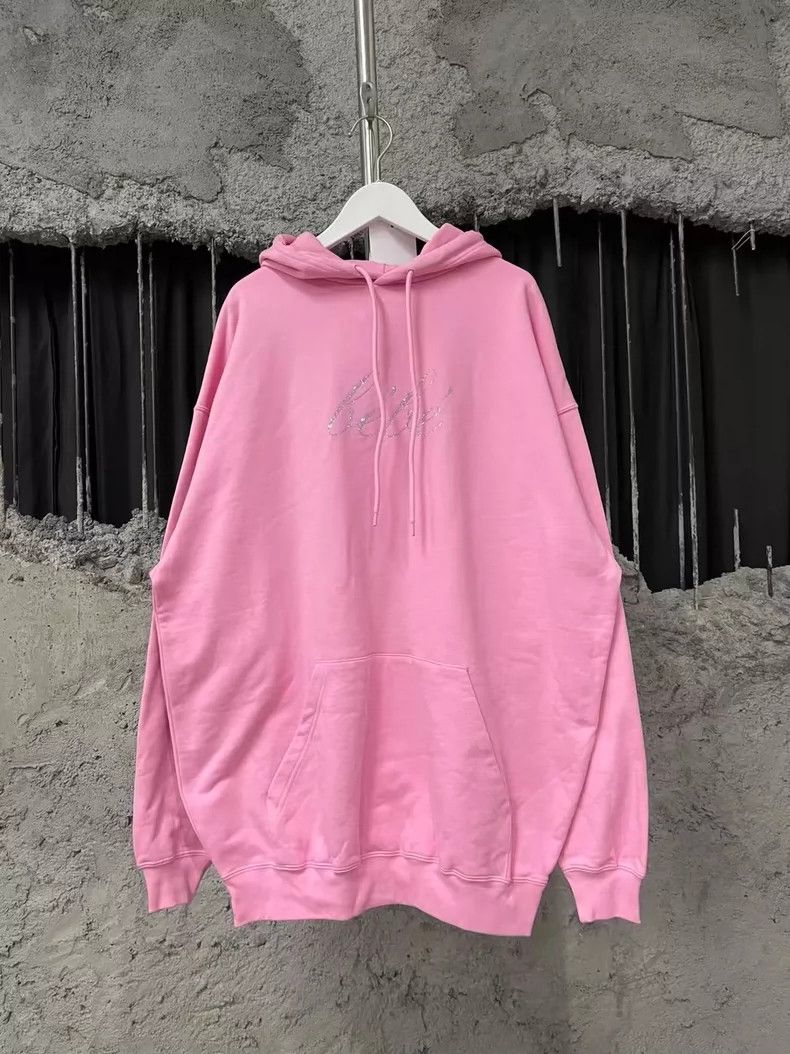 Balenciaga Balenciaga Pink BeBe Rhinestone Hoodie - dmc Size US S / EU 44-46 / 1 - 1 Thumbnail