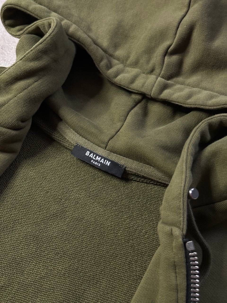Balmain Balmain Paris Men’s Zip Hoodie Olive Green Luxury Biker Size US S / EU 44-46 / 1 - 13 Thumbnail