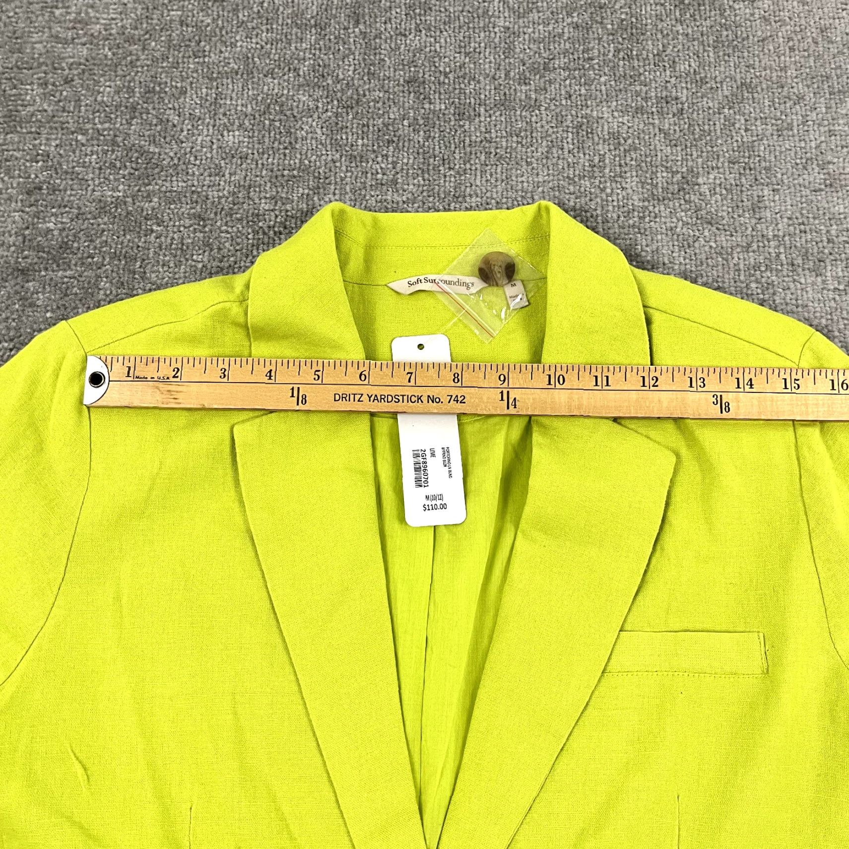 Soft Surroundings SOFT SURROUNDINGS Boyfriend Blazer Womens Medium 10/12 Lime Green Linen Blend Casual Business Size M / US 6-8 / IT 42-44 - 7 Thumbnail