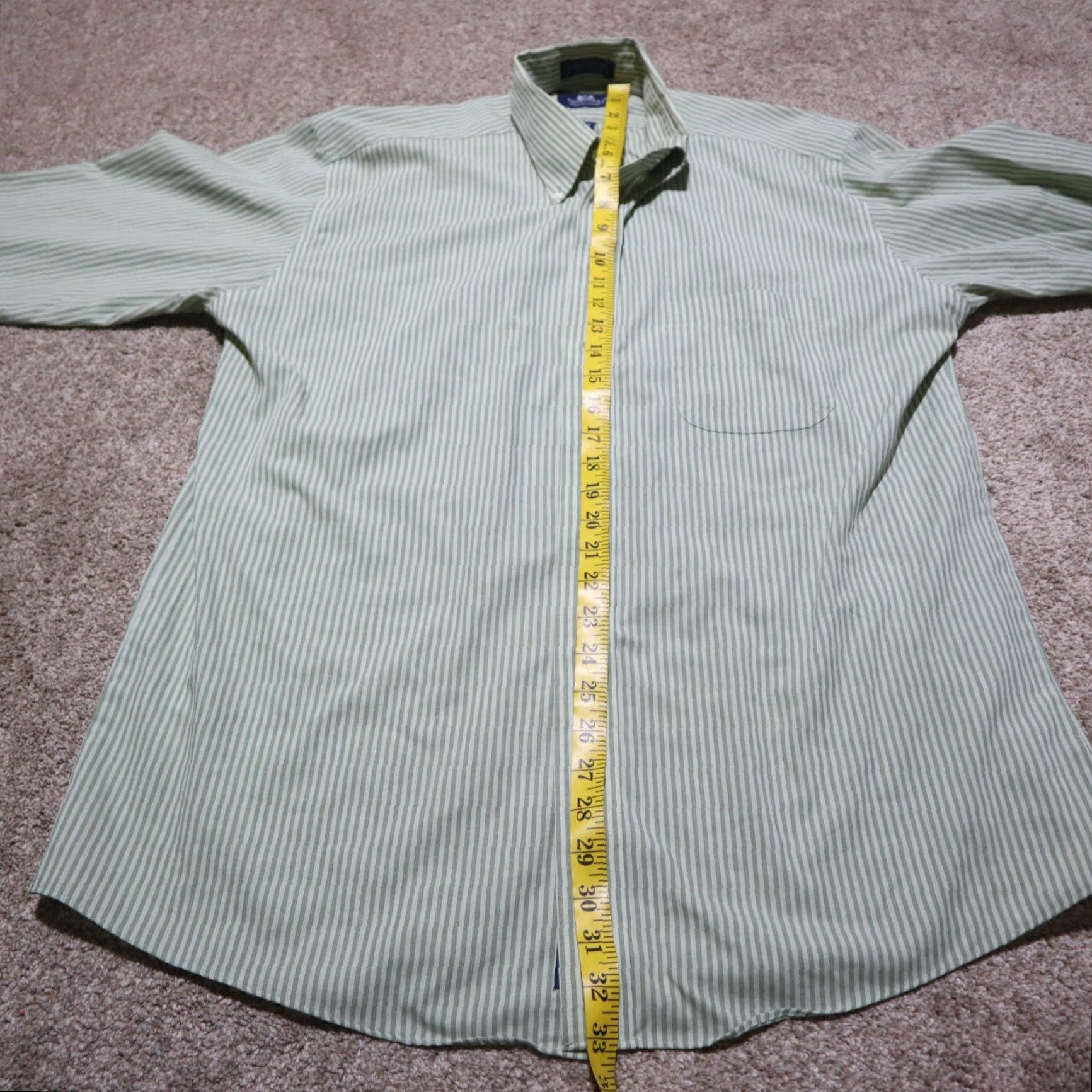 Stafford VINTAGE Stafford Men's Long Sleeve Button-Up Shirt Green White Stripes 16.5 Collared Cotton Blend Size US L / EU 52-54 / 3 - 6 Thumbnail