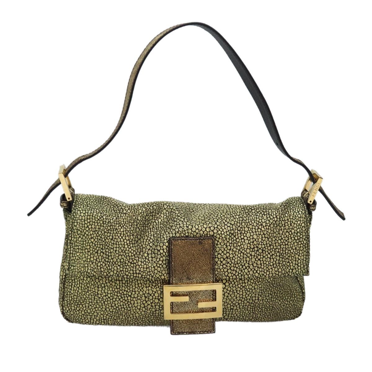 Fendi Mamma Baguette Shoulder Bag Canvas Gold Tone 40883613, Women's