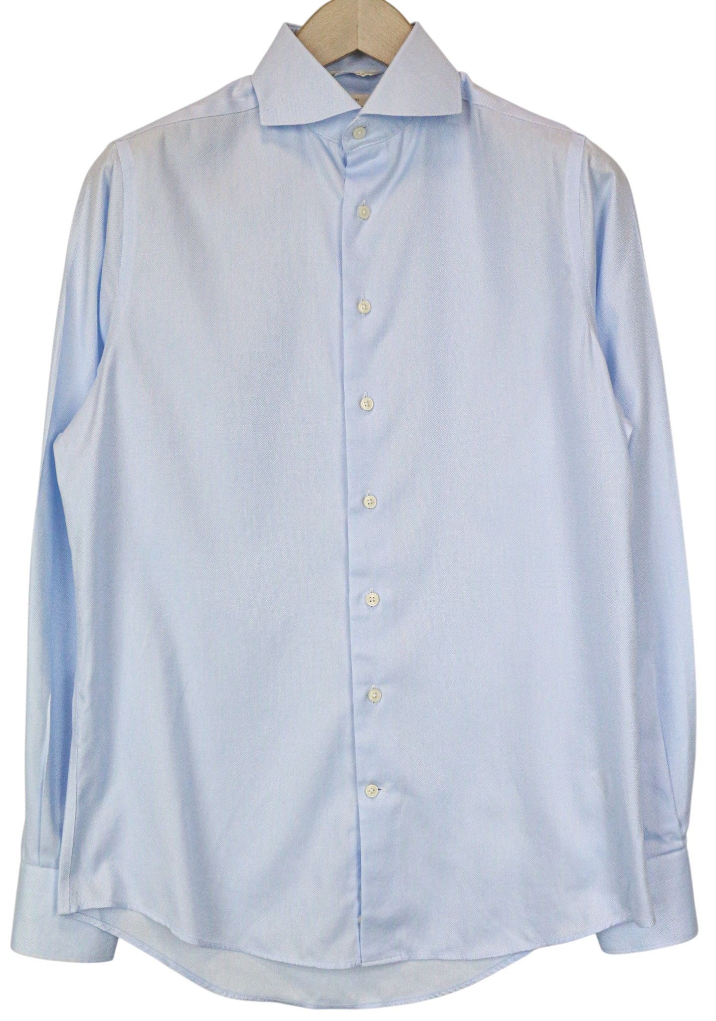 Suitsupply 37/14 1/2 Slim Blue Cotton Cutaway Shirt 79370 Size 38R - 8 Thumbnail