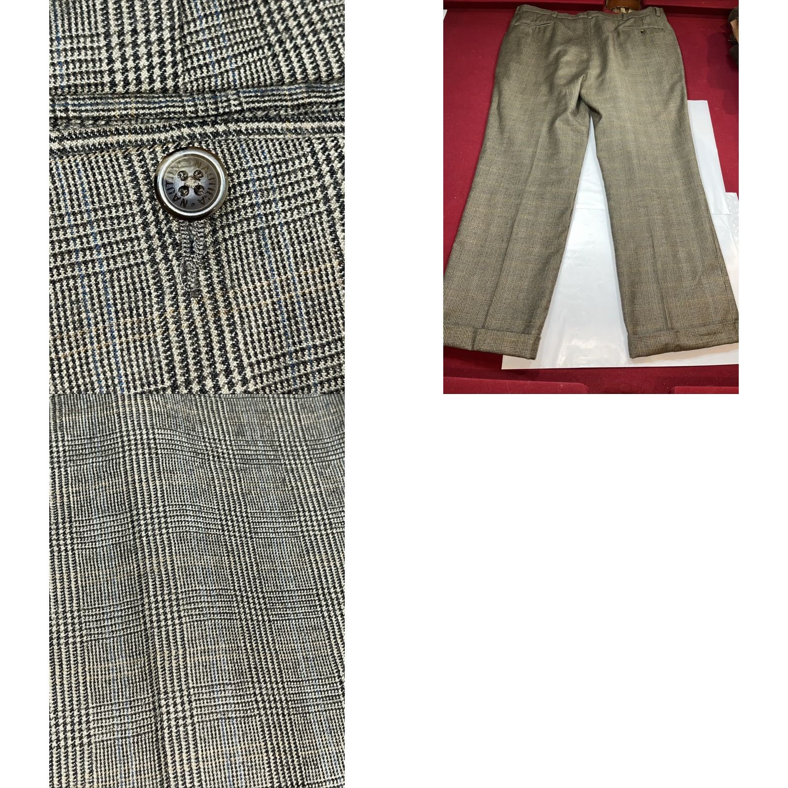 Nautica VINTAGE Nautica Dress Pants plaid Gray Tan Wool Cashmere Pleated 40 x 32 Mens Sz 40 Regular Zip Hook & Eye Front Pleated Pockets Cuffed 60s? Size US 40 / EU 56 - 9 Thumbnail