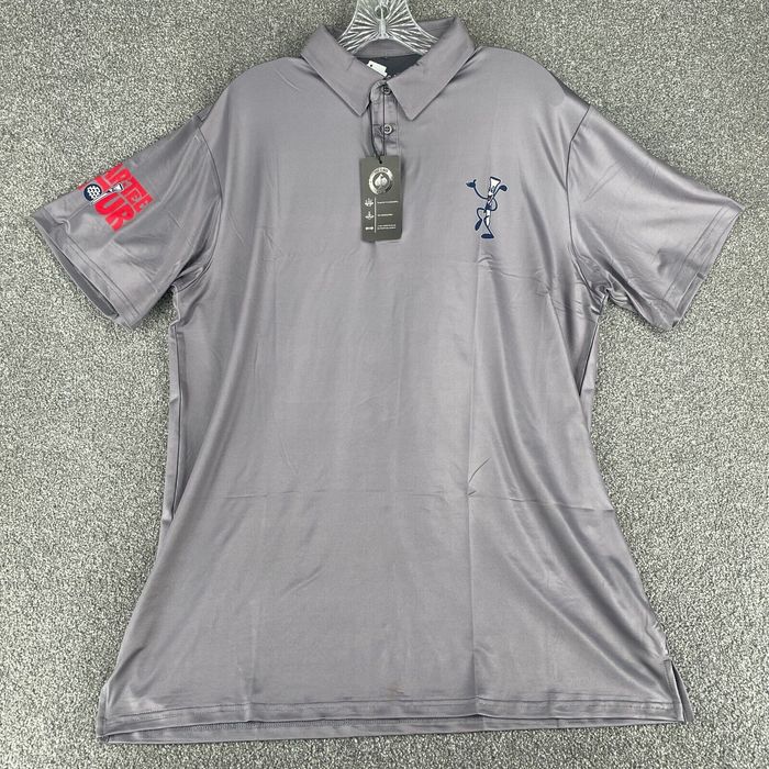 Vintage Pins & Aces Polo Shirt Adult Extra Large Gray Golf Performance