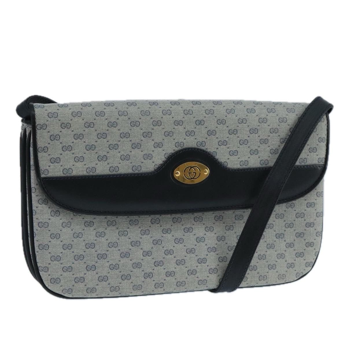 Gucci Micro GG Supreme Shoulder Bag Pvc Navy Gold in Blue, Women's