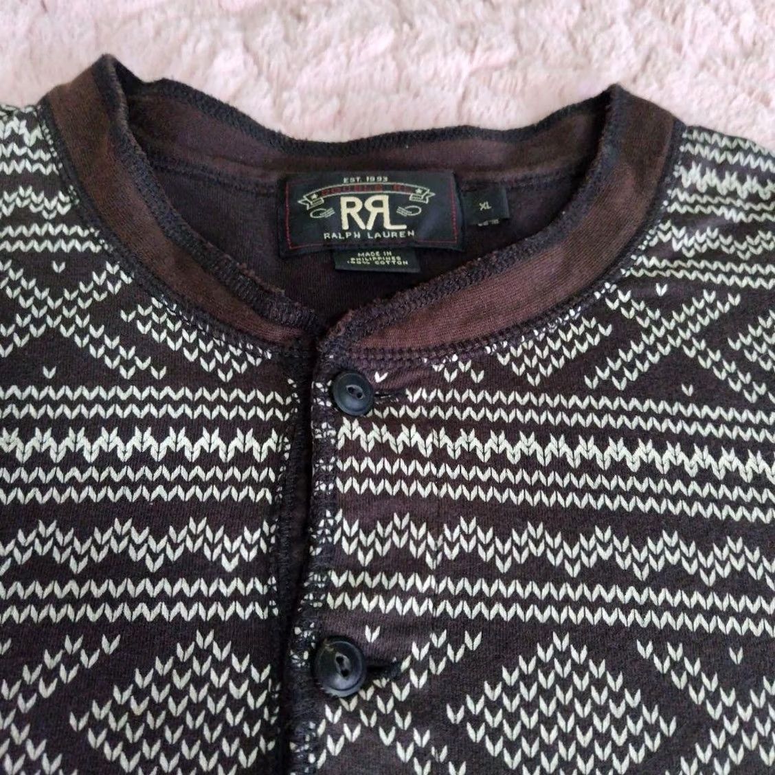 Ralph Lauren RRL Ralph Lauren Henley-long Sleeve Shirt XL Brown Mens Size US XL / EU 56 / 4 - 2 Thumbnail