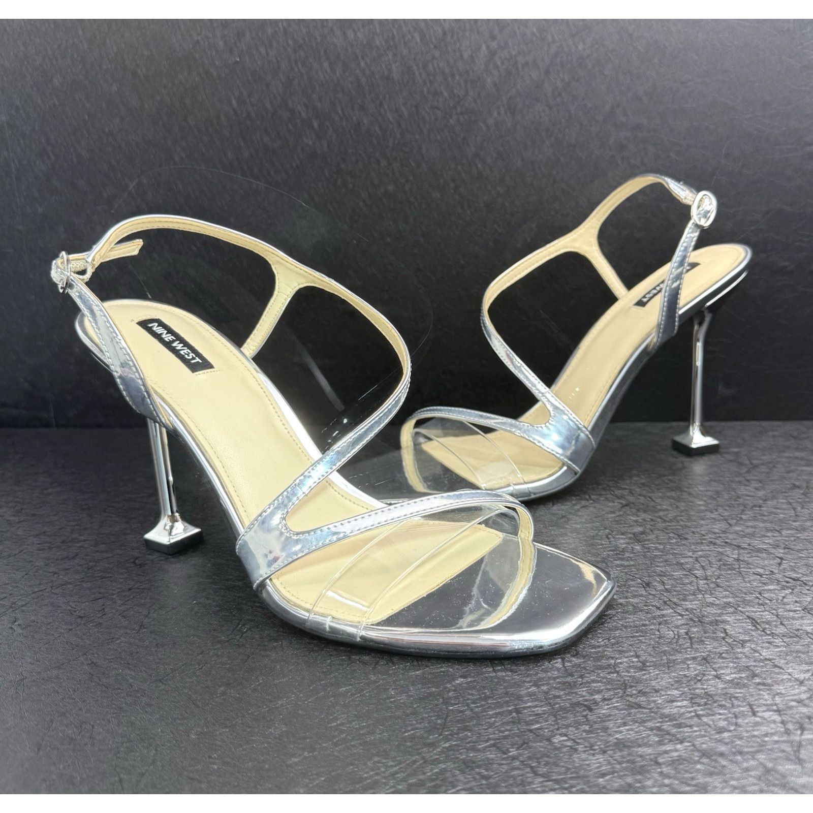 Nine West Nine West Heels Pumps Silver Open Toe Wo's Size 10 Size US 10 / IT 40 - 1 Thumbnail