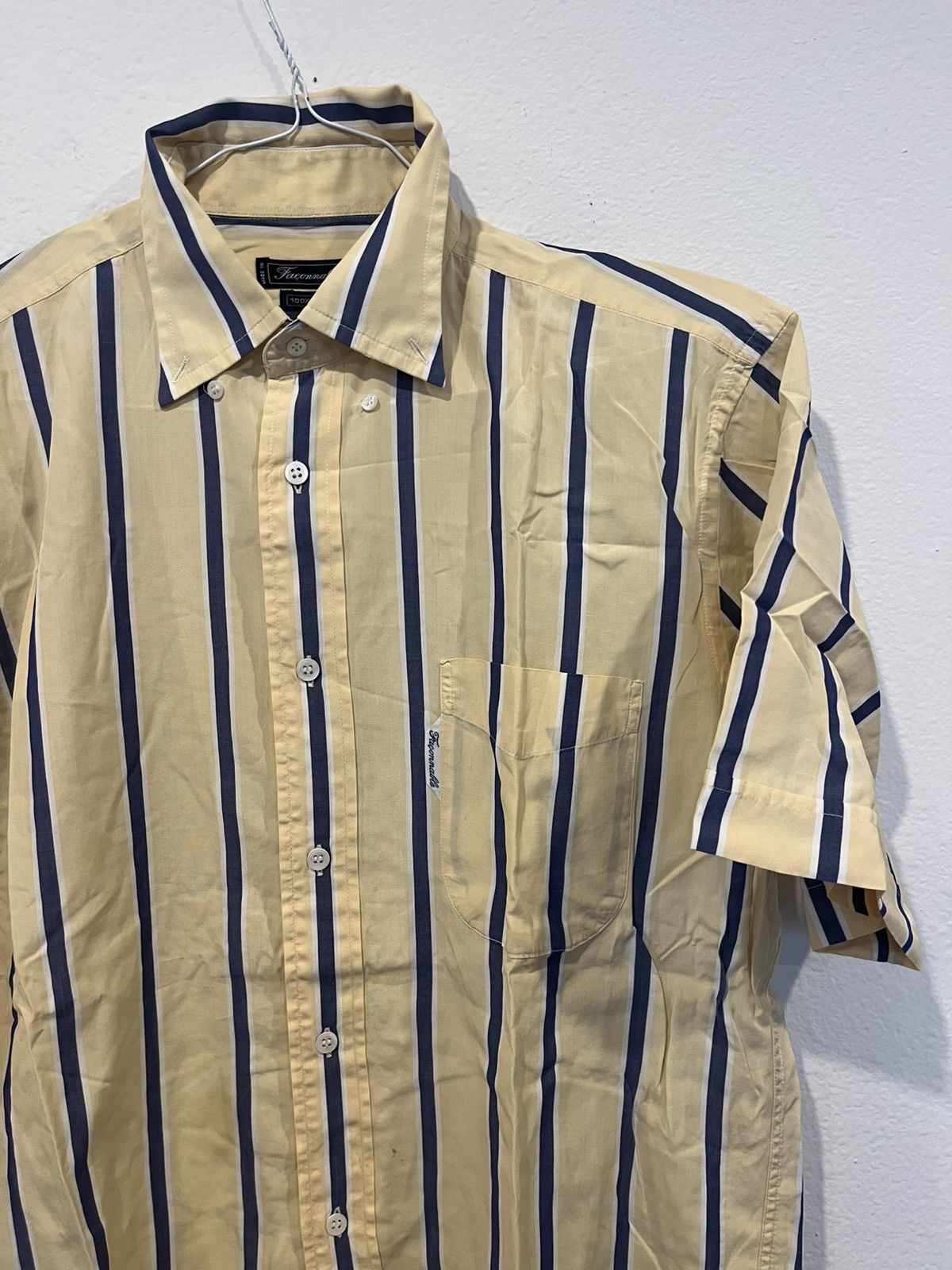 Faconnable Faconnable Men’s Blue Yellow Striped Short Sleeve Button Size US M / EU 48-50 / 2 - 3 Thumbnail