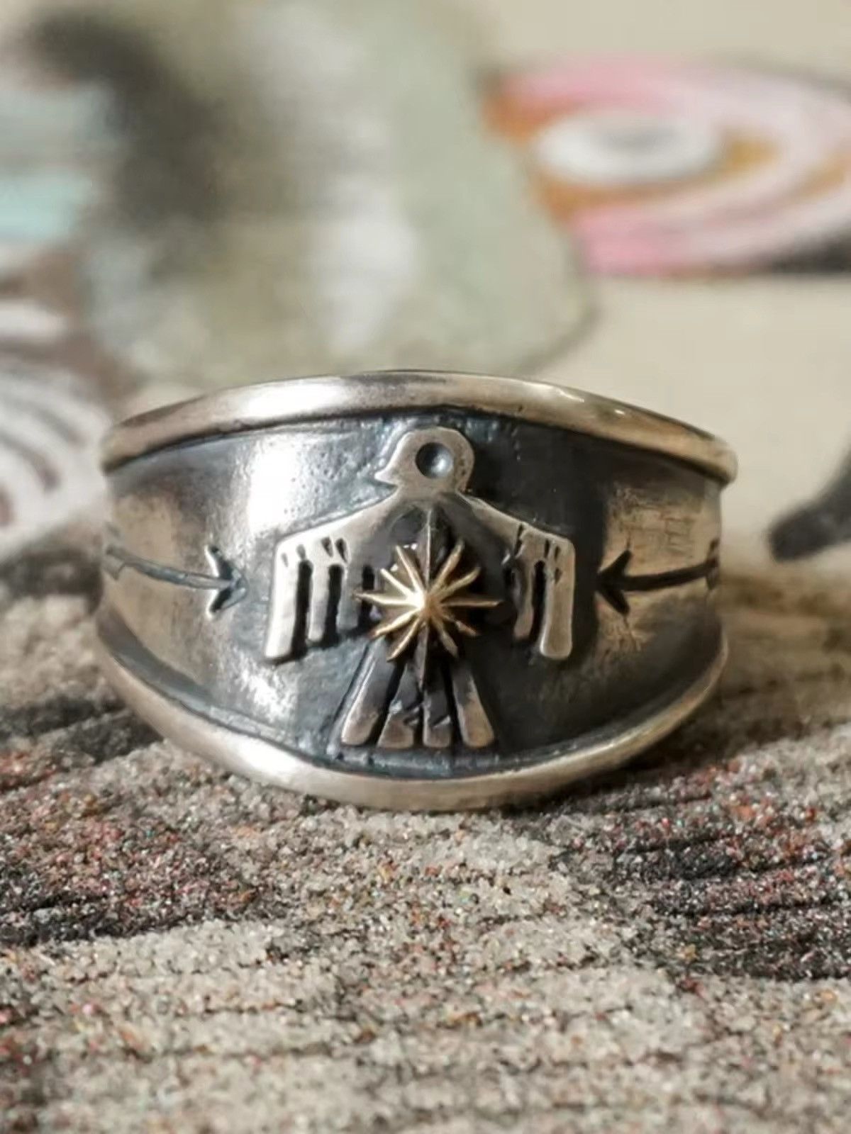Other Silver Color Thunderbird Adjustable Ring Size ONE SIZE - 2 Thumbnail