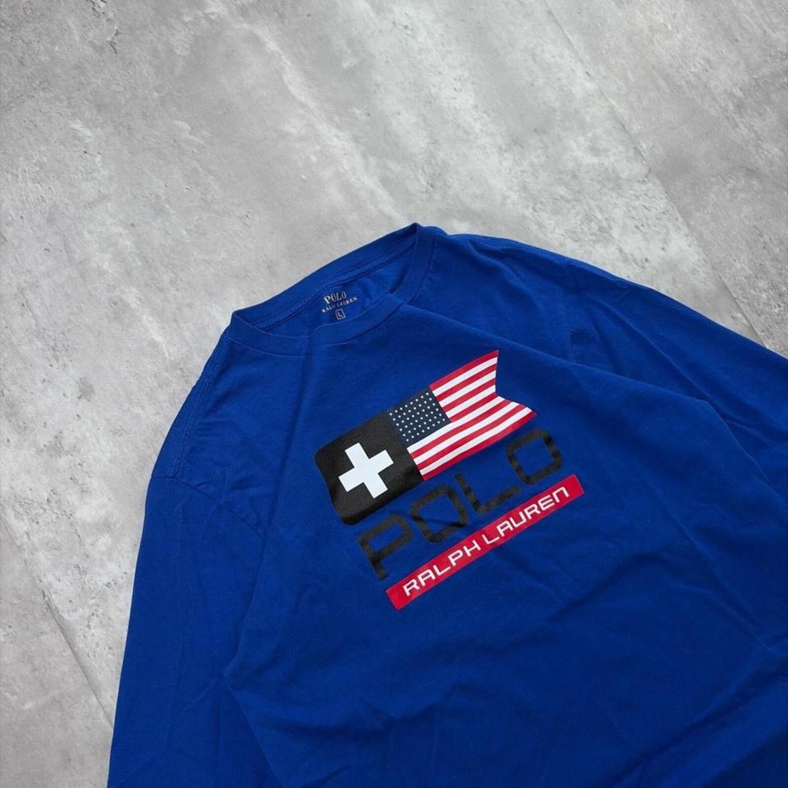 Polo Ralph Lauren Y2K Navy Polo Ralph Lauren USA Flag Long Sleeve Shirt Size US S / EU 44-46 / 1 - 5 Thumbnail
