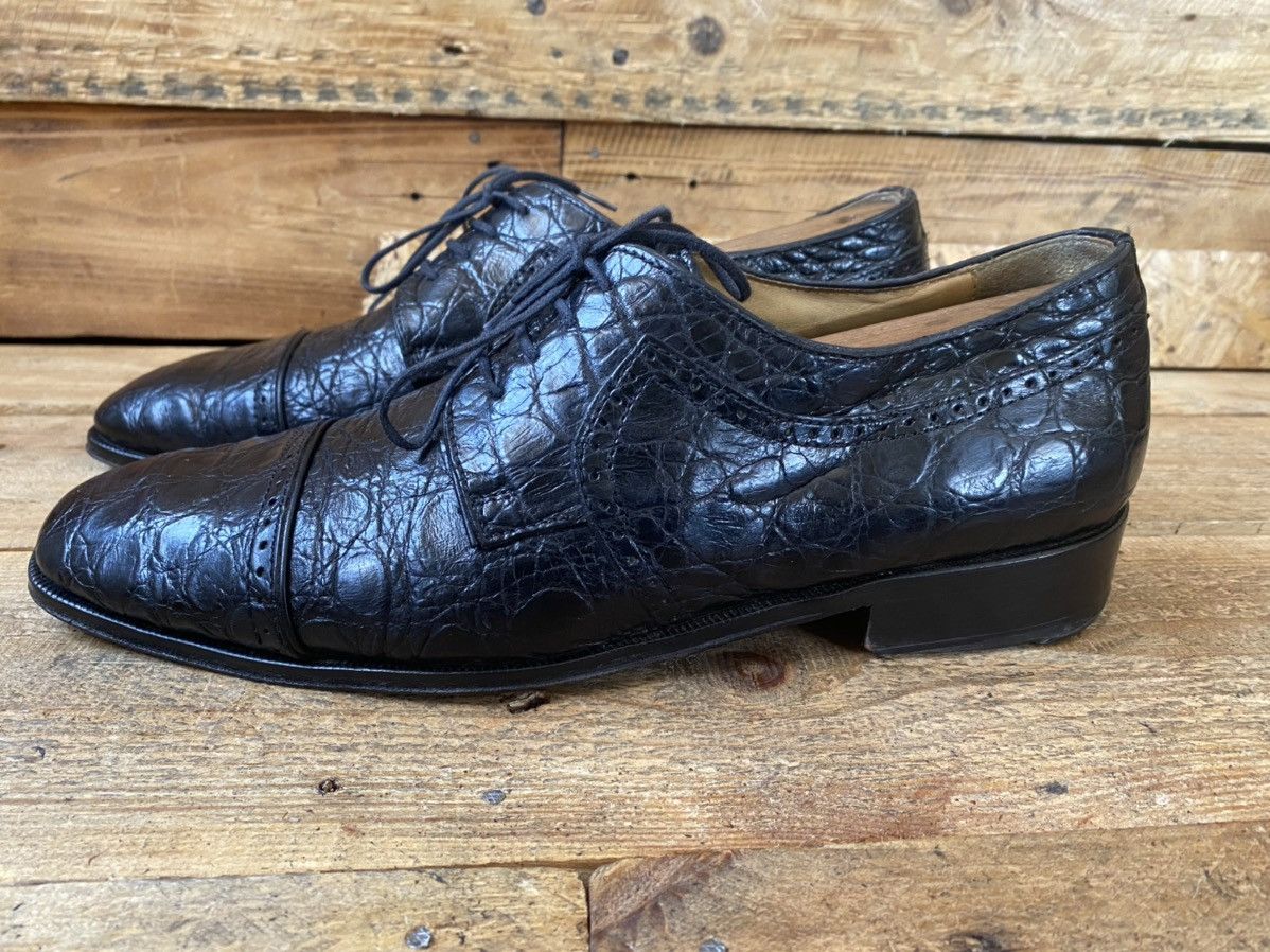 Designer × Vintage × Zelli Zelli oxford exotic crocodile black captoe leather shoes 42 Size US 9.5 / EU 42-43 - 6 Thumbnail