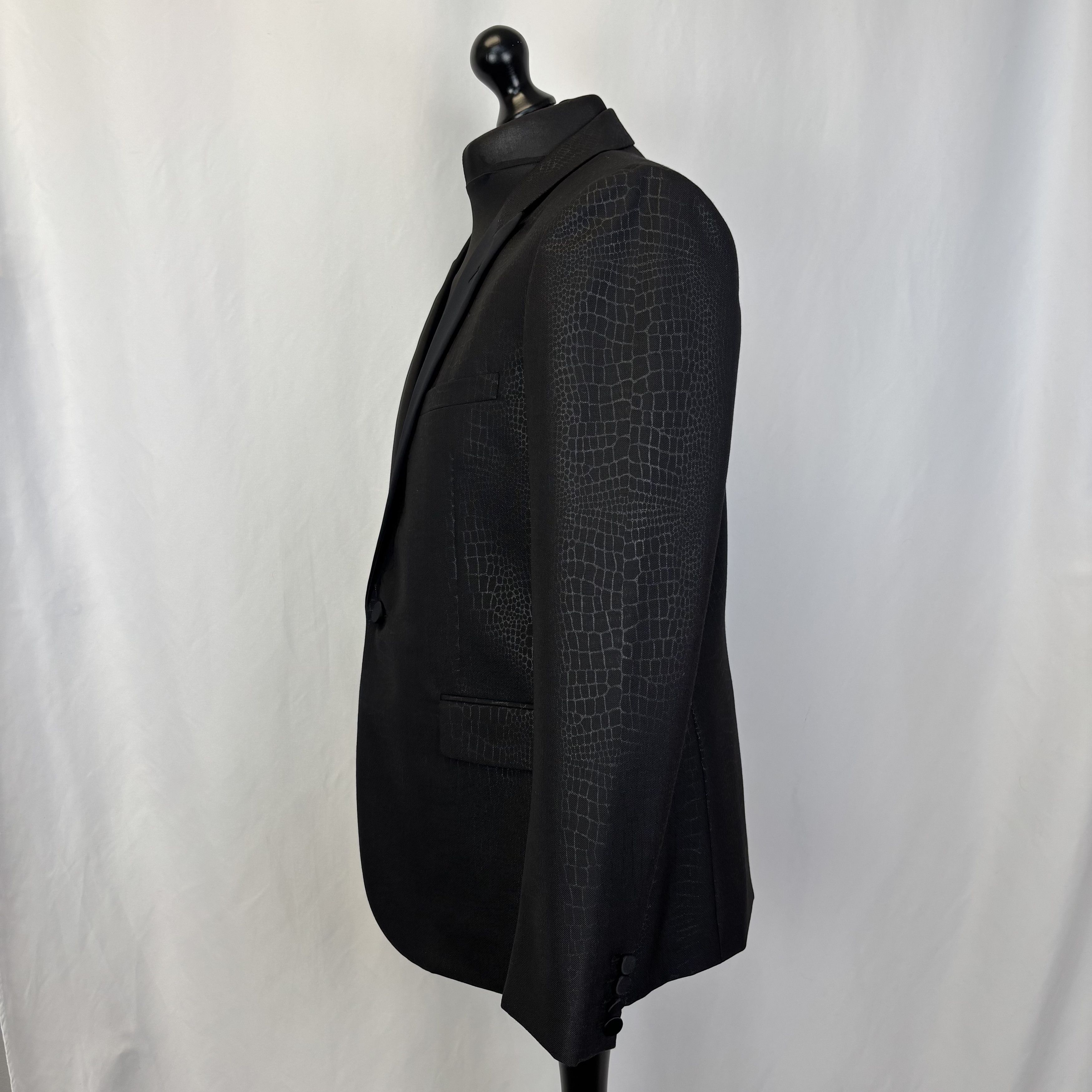 Saint Laurent Paris Saint Laurent Black Animal Print Blazer Size 54R - 2 Thumbnail