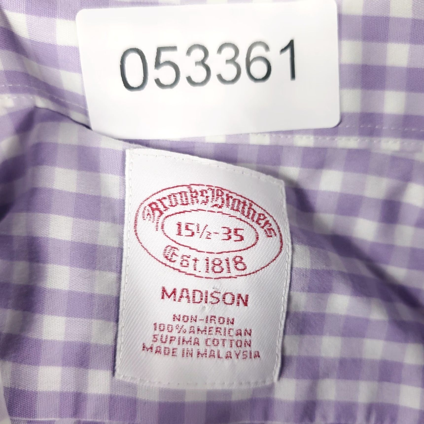 Brooks Brothers VINTAGE? No. Brooks Brothers Shirt Mens Size 15.5 Purple Check Dress Button Up Long Sleeve Size 40R - 6 Thumbnail