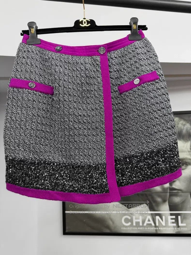 Chanel Chanel Gray and pink colour-matched sequin skirt Size 25" / US 0 / IT 36 - 1 Thumbnail