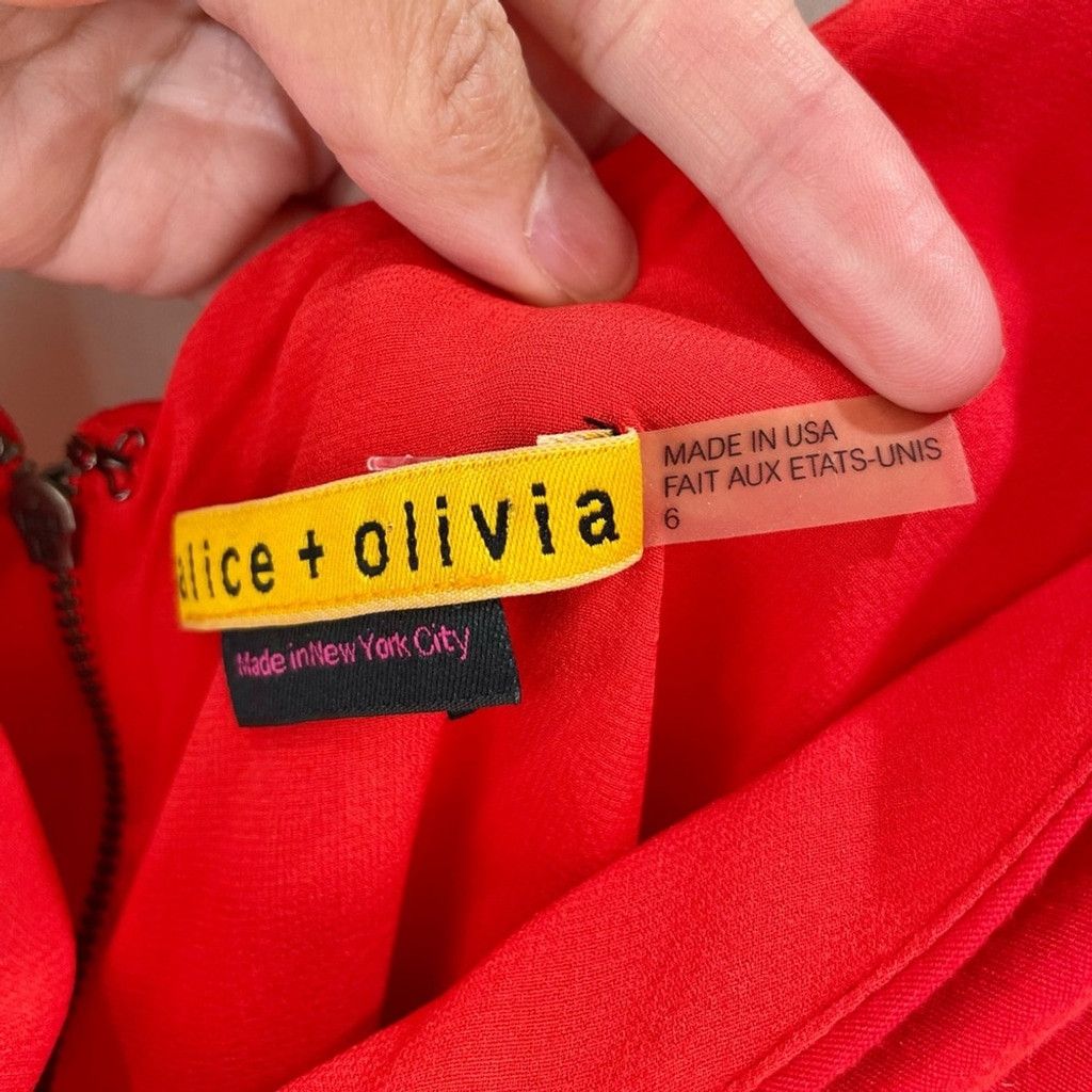 Alice + Olivia Alice + Olivia Red Draped Neck Side Ruched Mini Dress Size 6 Size M / US 6-8 / IT 42-44 - 7 Thumbnail