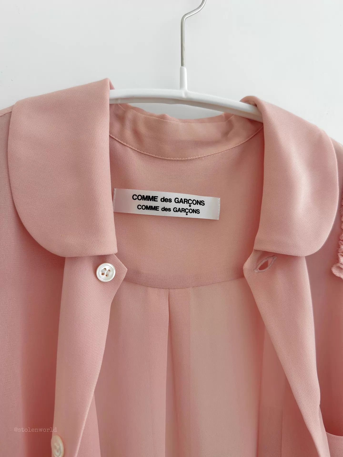 Comme des Garcons CDG comcom light pink chiffon pleated puff-sleeve shirt Size S / US 4 / IT 40 - 8 Thumbnail