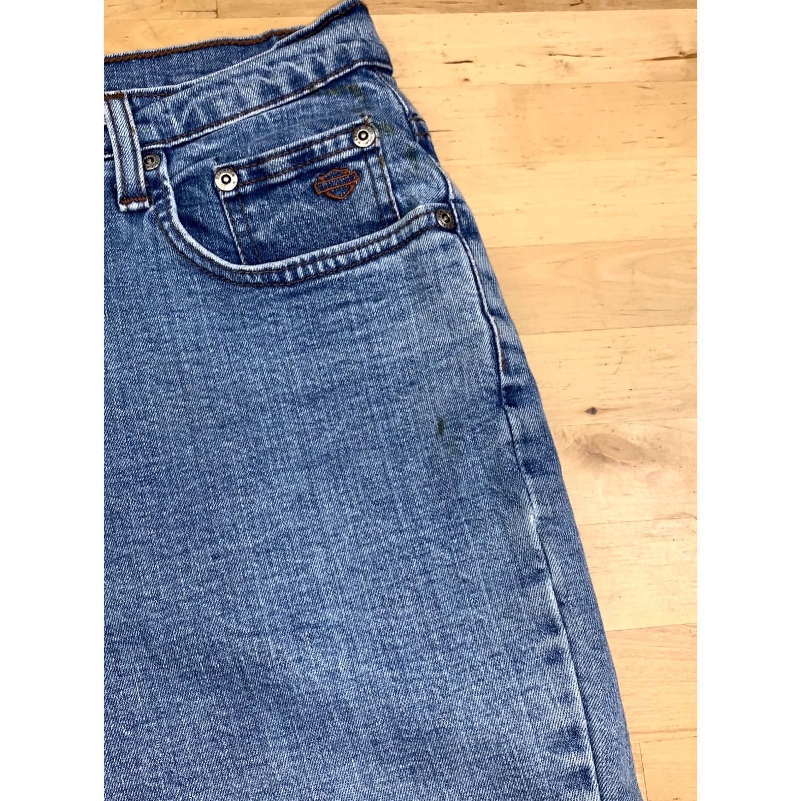Harley Davidson Harley-Davidson Denim Jean Shorts Men 34 Jorts 9" Inseam Casual Blue Denim - Harley-Davidson Mens 34 Regular Short Style Biker Pockets Summer Spring Size US 34 / EU 50 - 4 Thumbnail