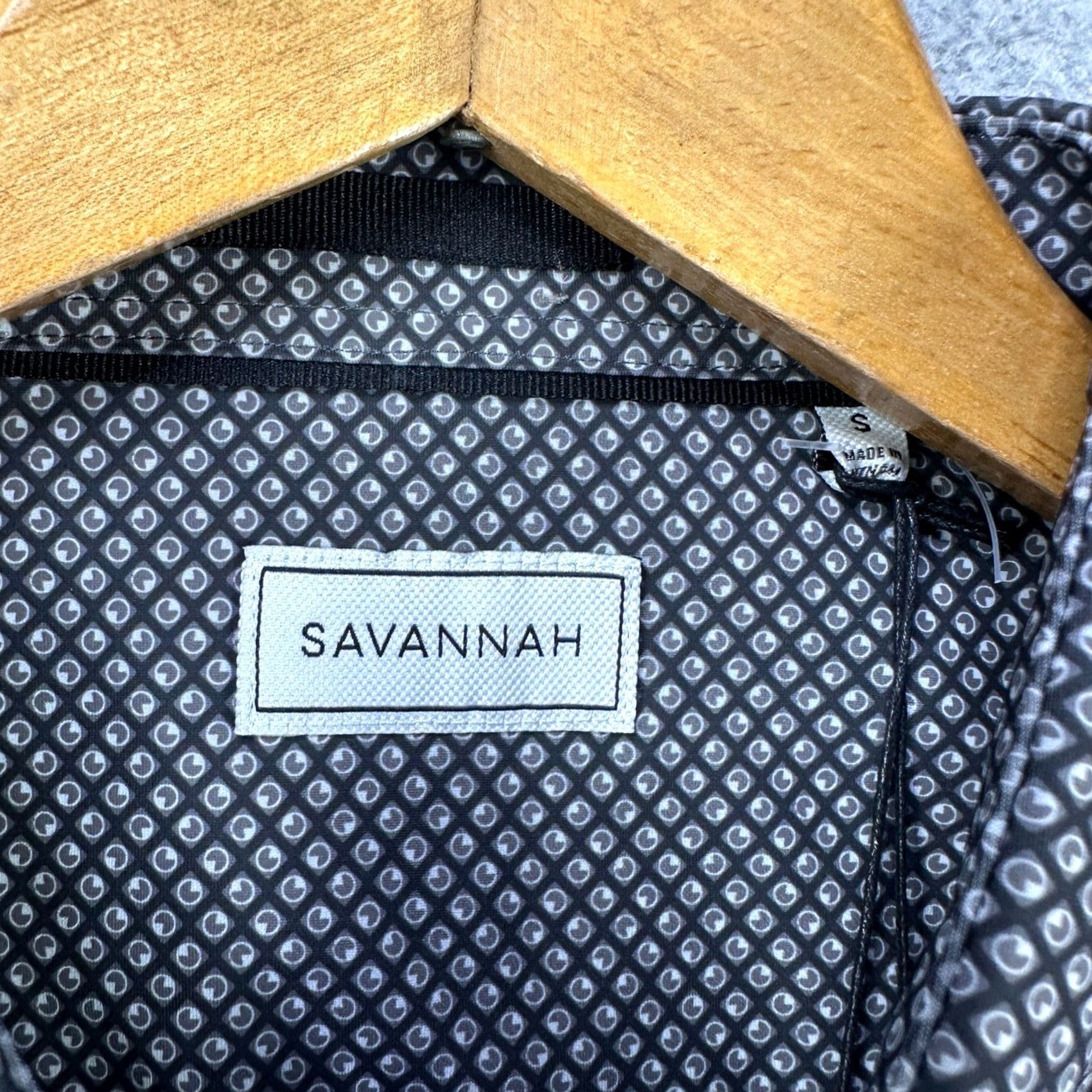 Vintage Savannah Mens Button-Up Shirt Small Black Geometric Performance Poly Spandex NEW Size US S / EU 44-46 / 1 - 5 Thumbnail