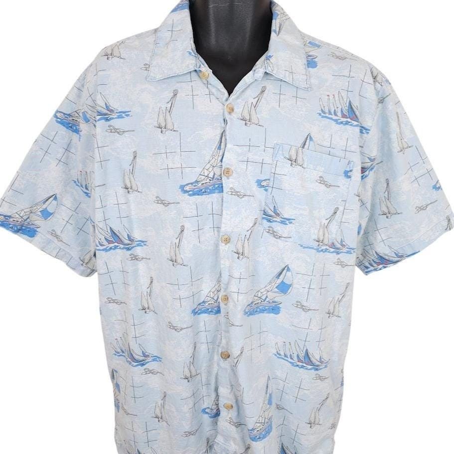 Vintage Vintage Sailing Camp Shirt Mens Size Large Blue All Over AOP Size US L / EU 52-54 / 3 - 1 Thumbnail