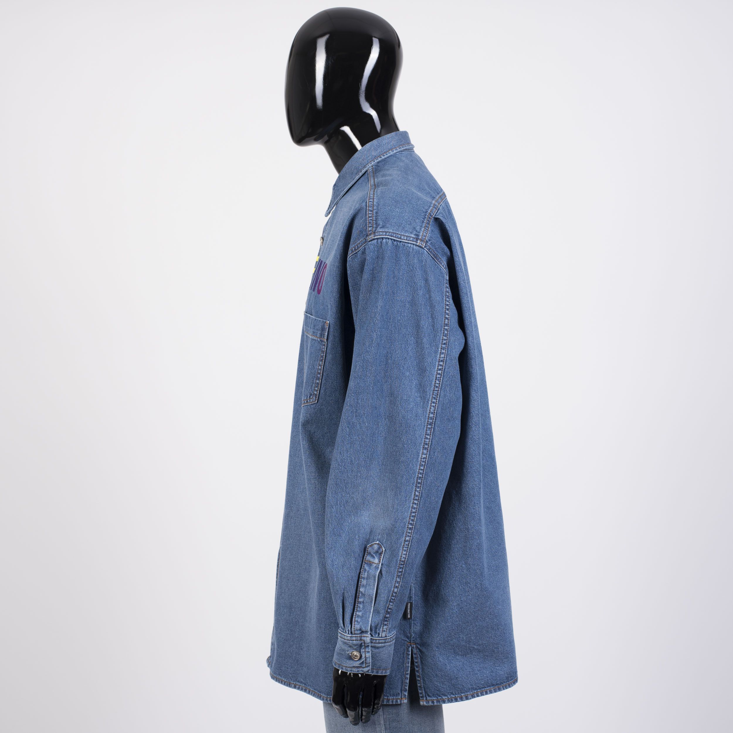 Balenciaga I Love Techno Embroidered Oversized Denim Shirt Size US S / EU 44-46 / 1 - 3 Thumbnail