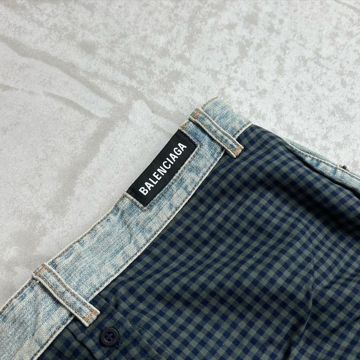 Balenciaga Balenciaga SS21 Hybrid Flannel Shirt Denim Jeans Size US 31 - 5 Thumbnail