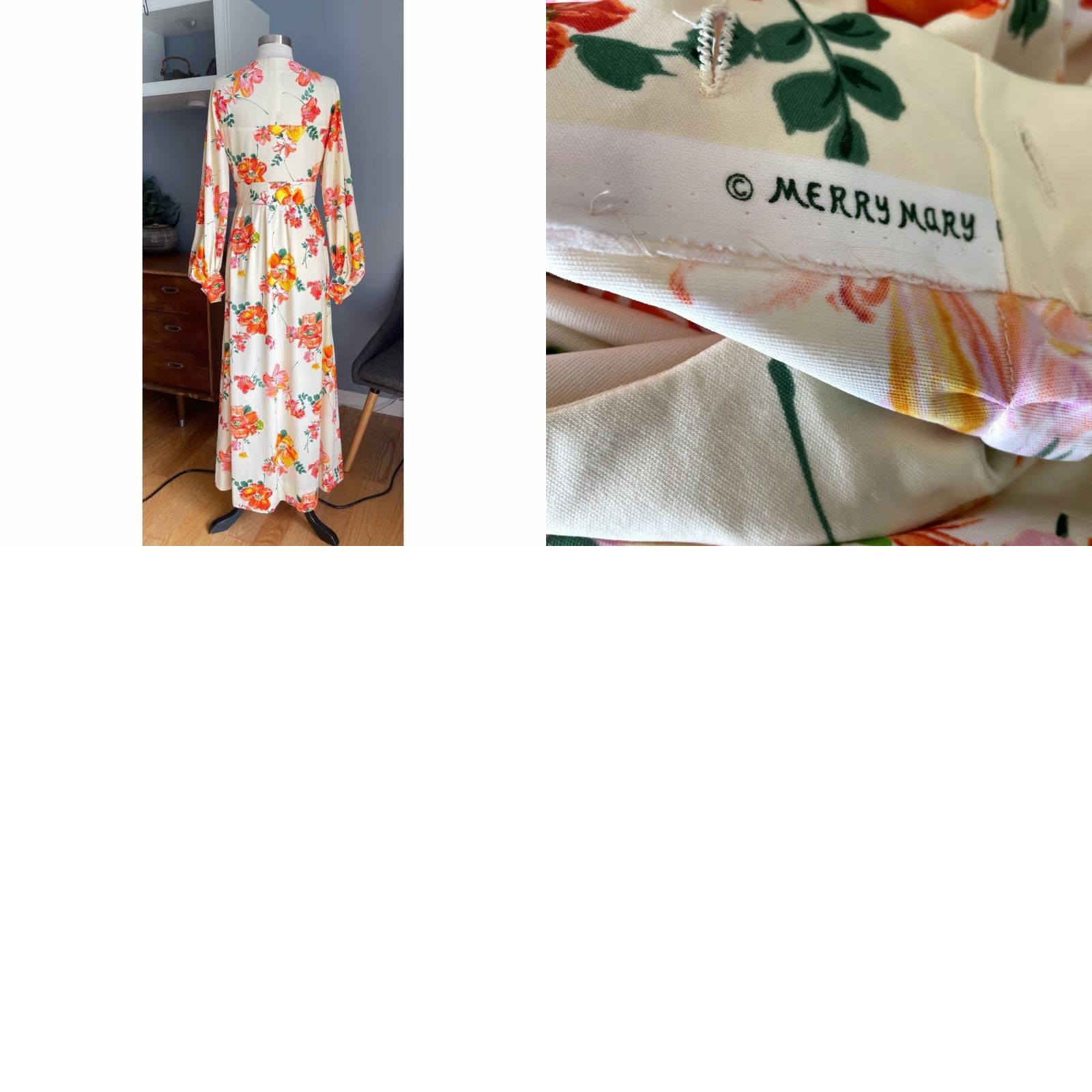 Vintage VINTAGE 70’s Merry Mary Fabric Floral Long Maxi Dress Cottagecore Prairie M Dress Size M / US 6-8 / IT 42-44 - 8 Thumbnail