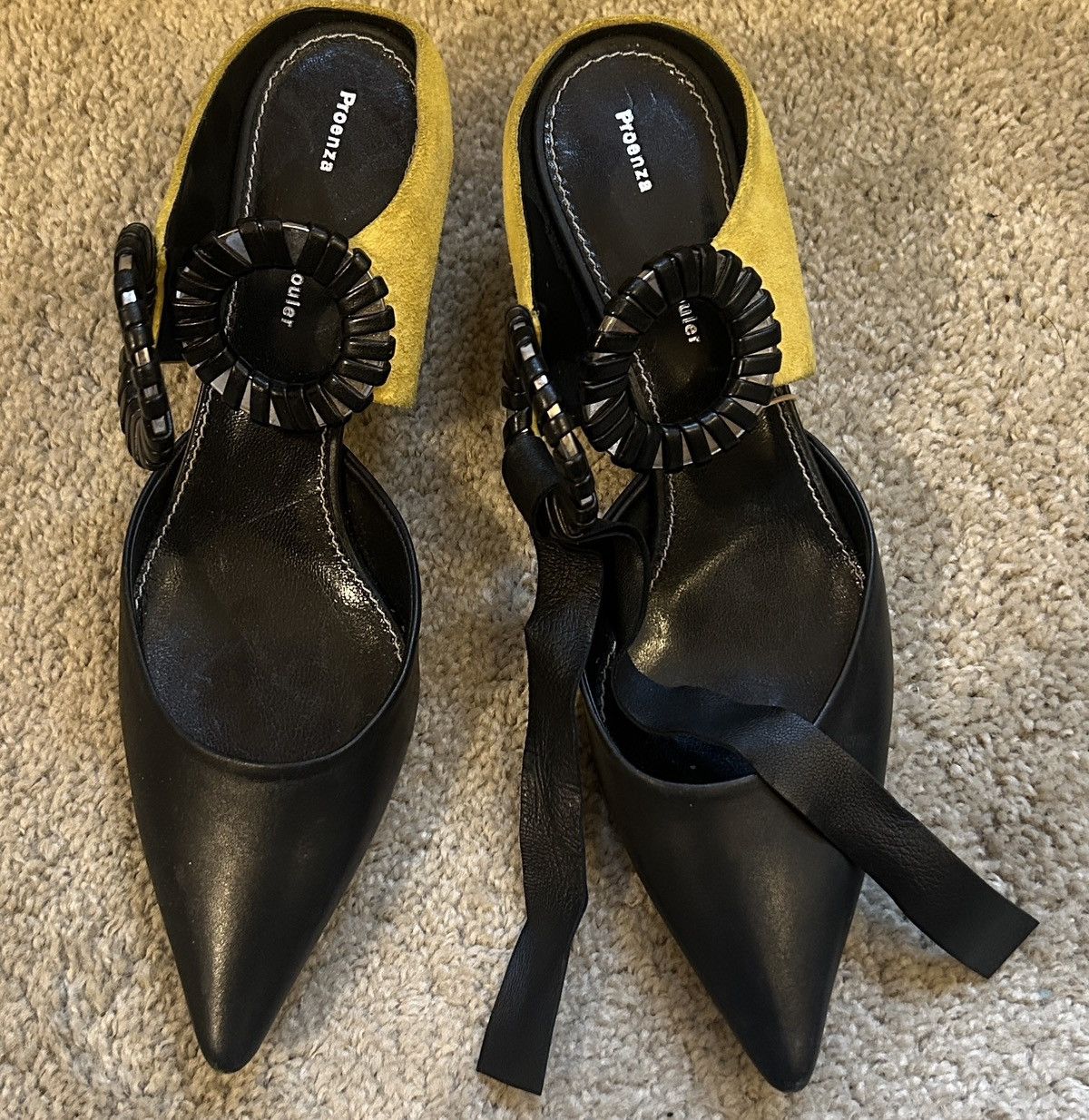 Proenza Schouler Proenza Schouler Leather and Suede Black and Yellow Shoes Size US 9 / IT 39 - 1 Thumbnail