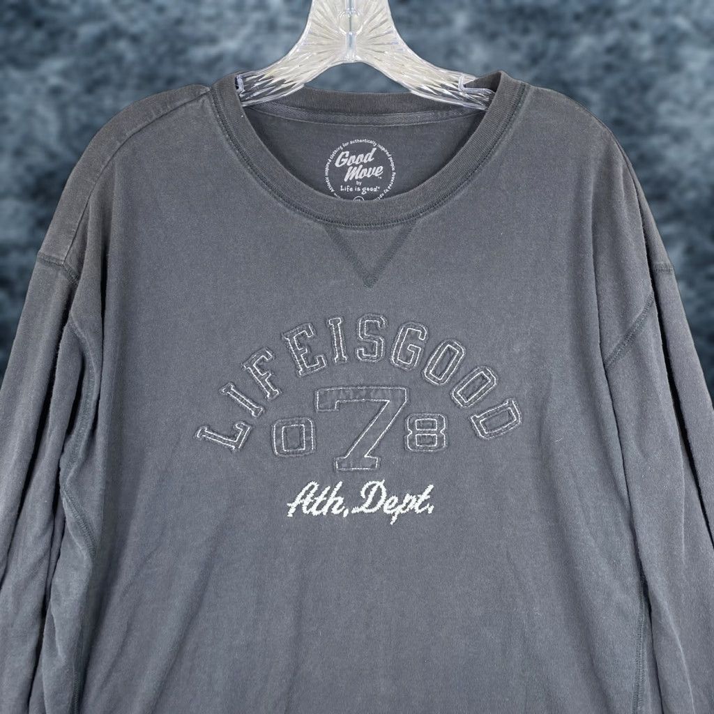 Life is Good Life is Good Move T Shirt Mens XL Gray Long Sleeve 90s Outdoor Sports Running Comfort Logo Knit Cotton Polyester Crew Neck Size US XL / EU 56 / 4 - 1 Thumbnail