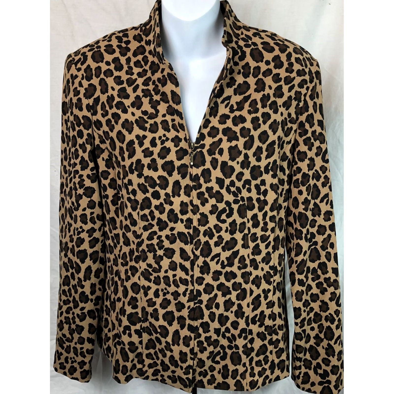 Vintage VINTAGE Dressbarn Jacket Womens M Brown Leopard Zip Stand Collar 90s Retro Y2K Size M / US 6-8 / IT 42-44 - 6 Thumbnail