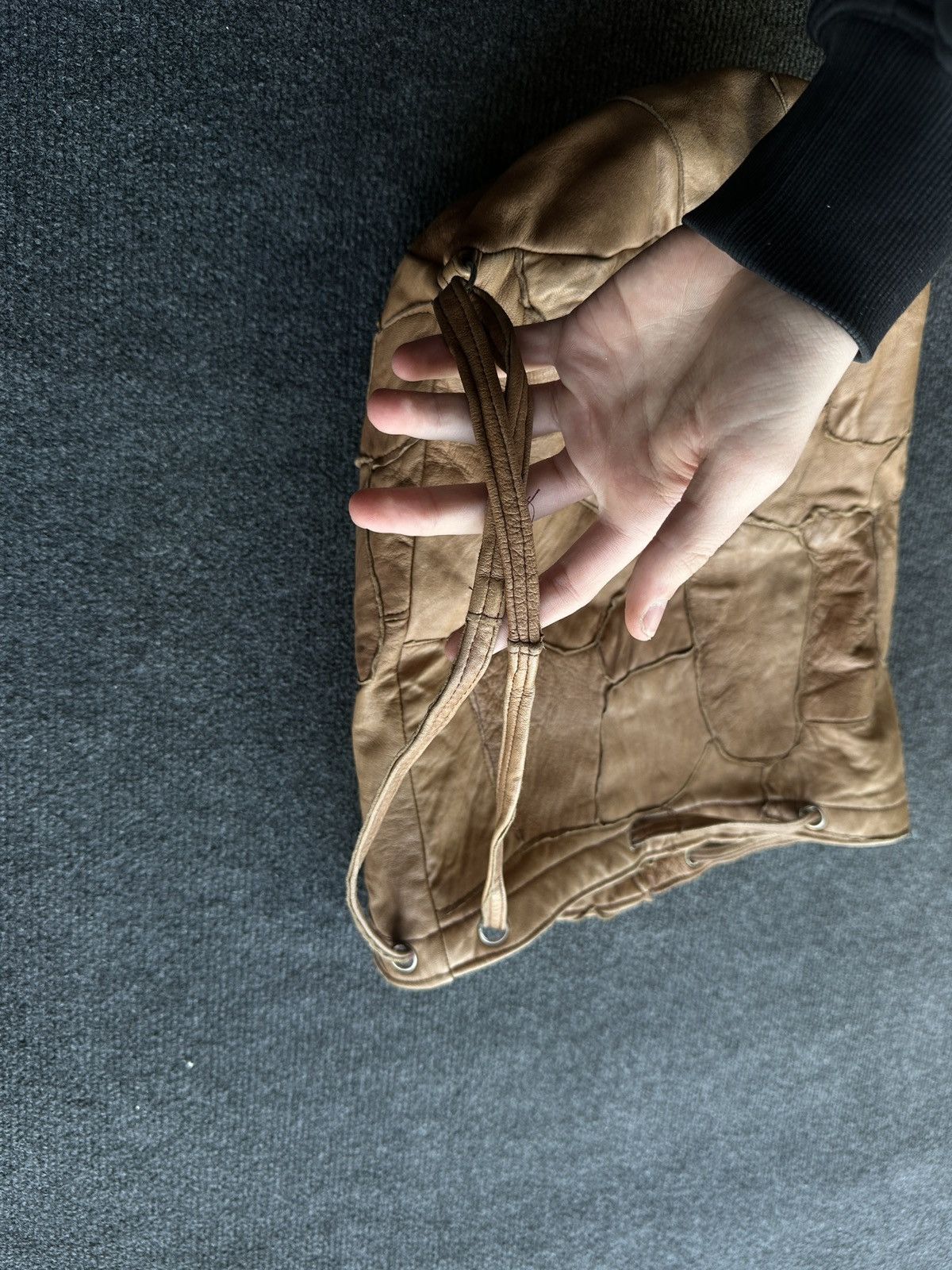 Other 🚨Y2K AVANT-GARDE🚨 LEATHER PATCHWORK Japan style hand bag 90s Size ONE SIZE - 6 Thumbnail