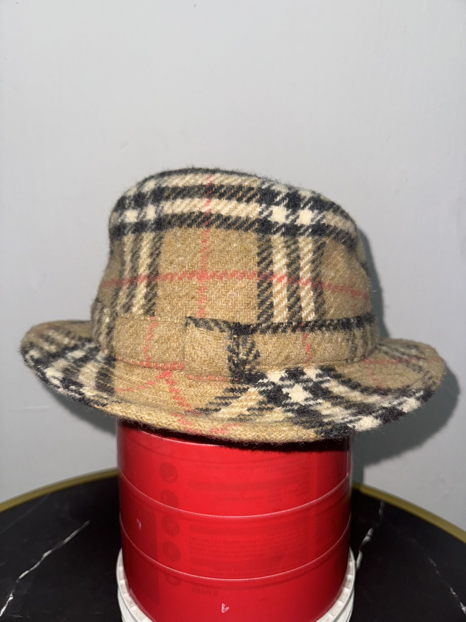 Burberry × Designer Burberry Fedora Hat Size S Nova Checked Wool Size ONE SIZE - 1 Thumbnail