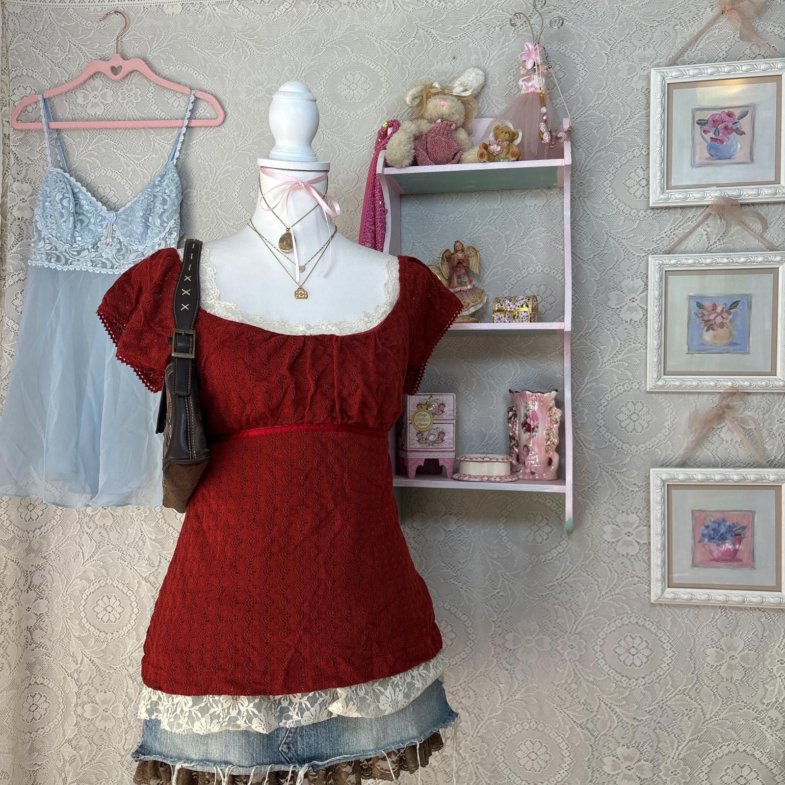 Other y2k red crochet self esteem tie back top Size XL / US 12-14 / IT 48-50 - 3 Thumbnail